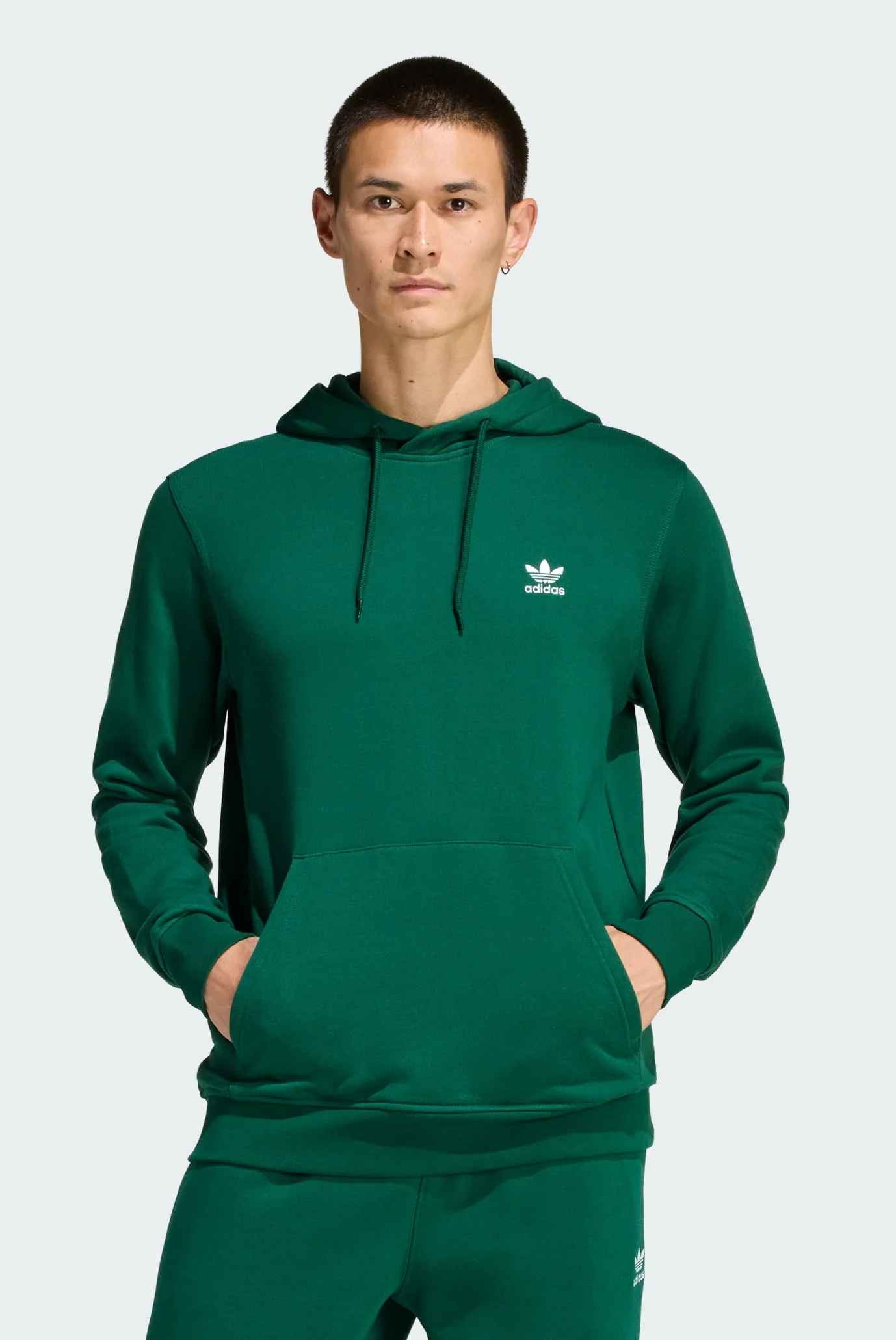 Мужское зеленое худи Trefoil Essentials French Terry adidas KD1310