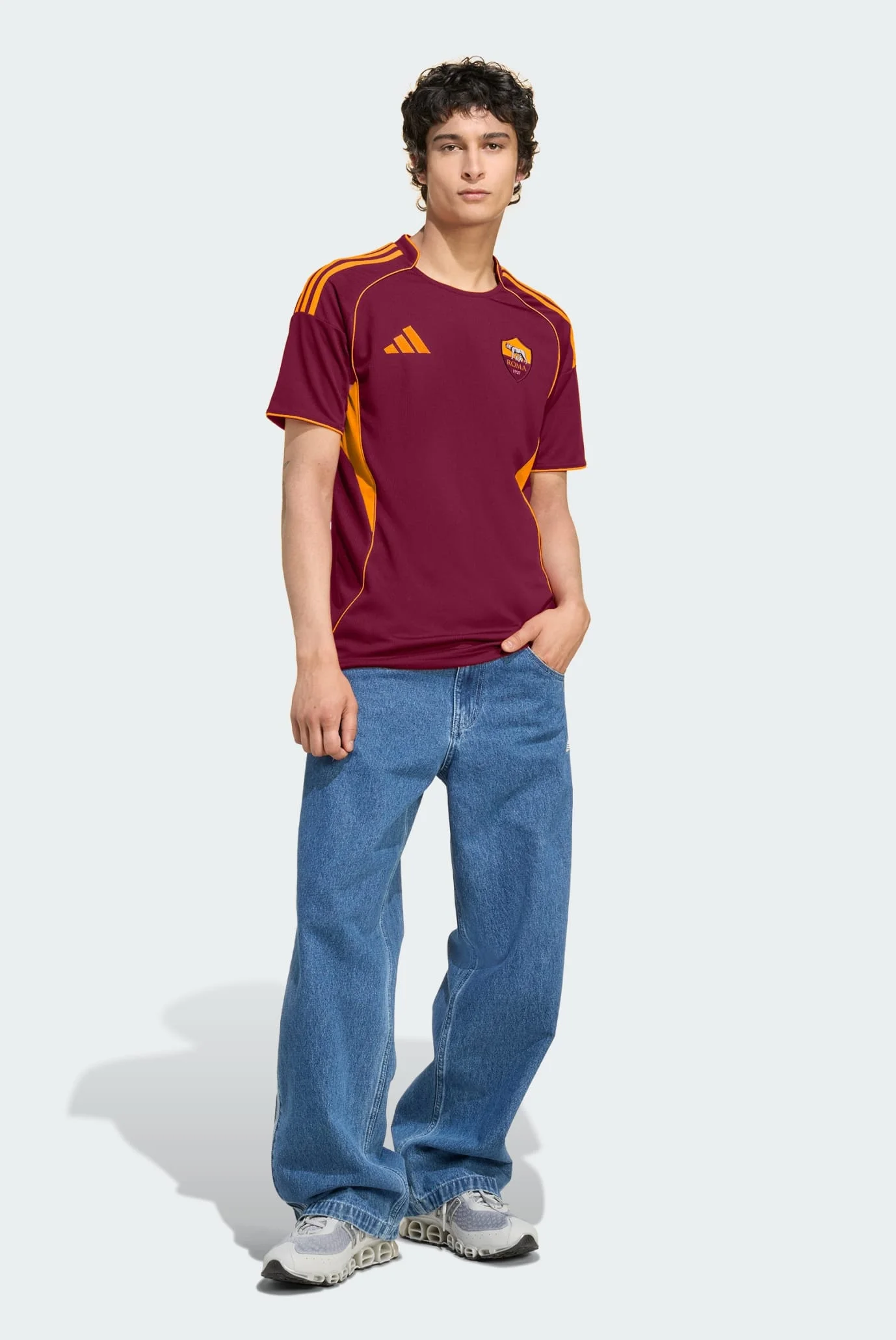 Мужская бордовая футболка AS Roma 25/26 Home adidas JP4184 — MD