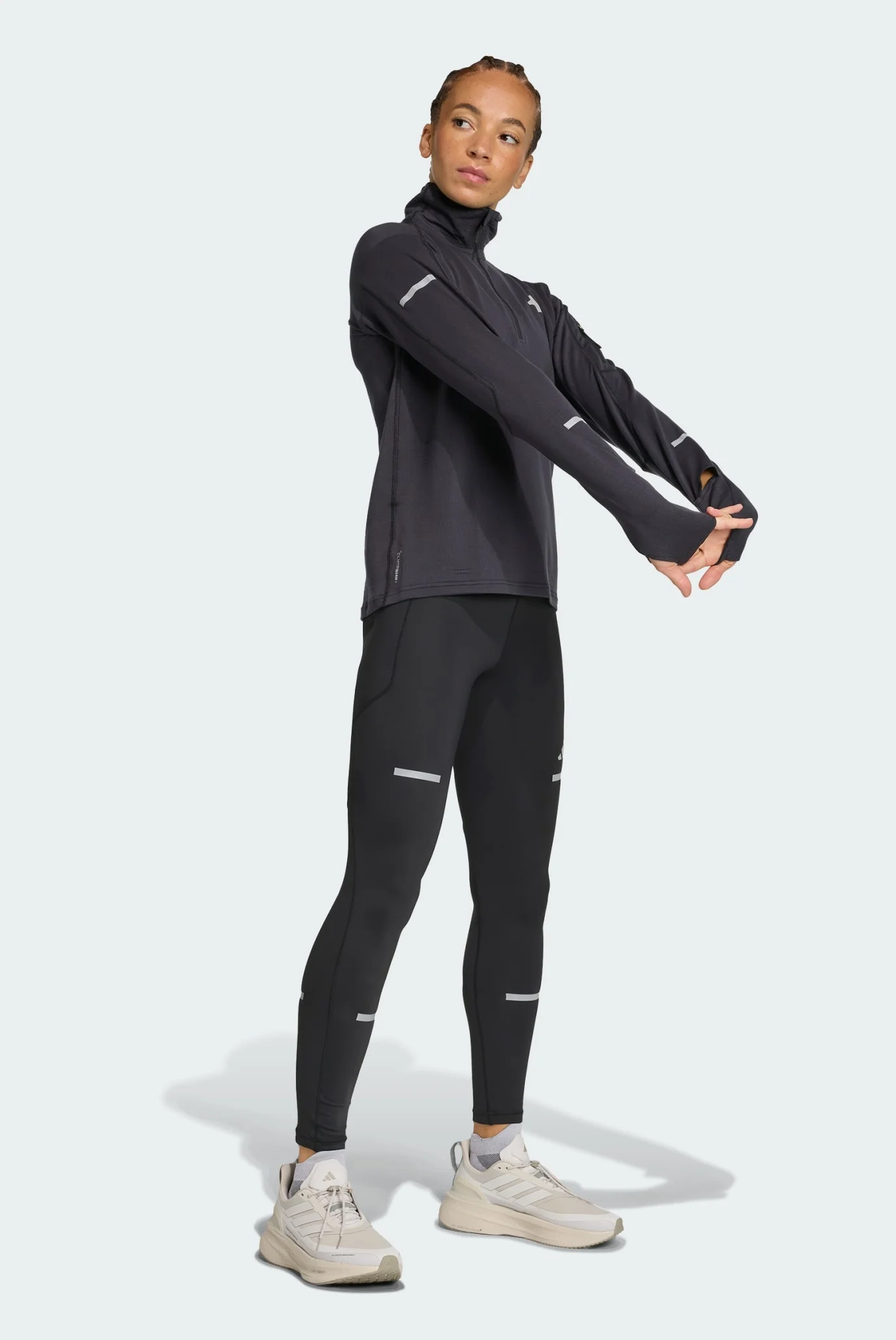 Женская черная спортивная кофта Adi365 Running CLIMAWARM+ Half-Zip