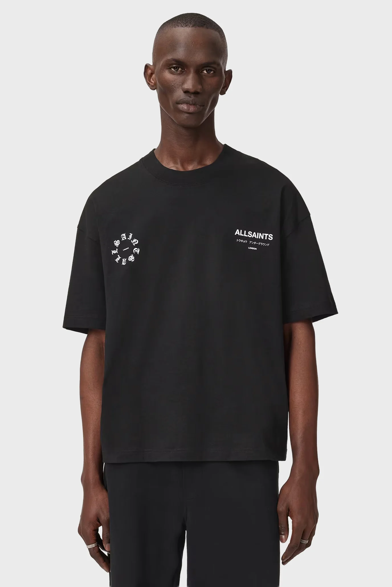 Чоловіча чорна футболка KINDRED AllSaints M042PD — MD-Fashion