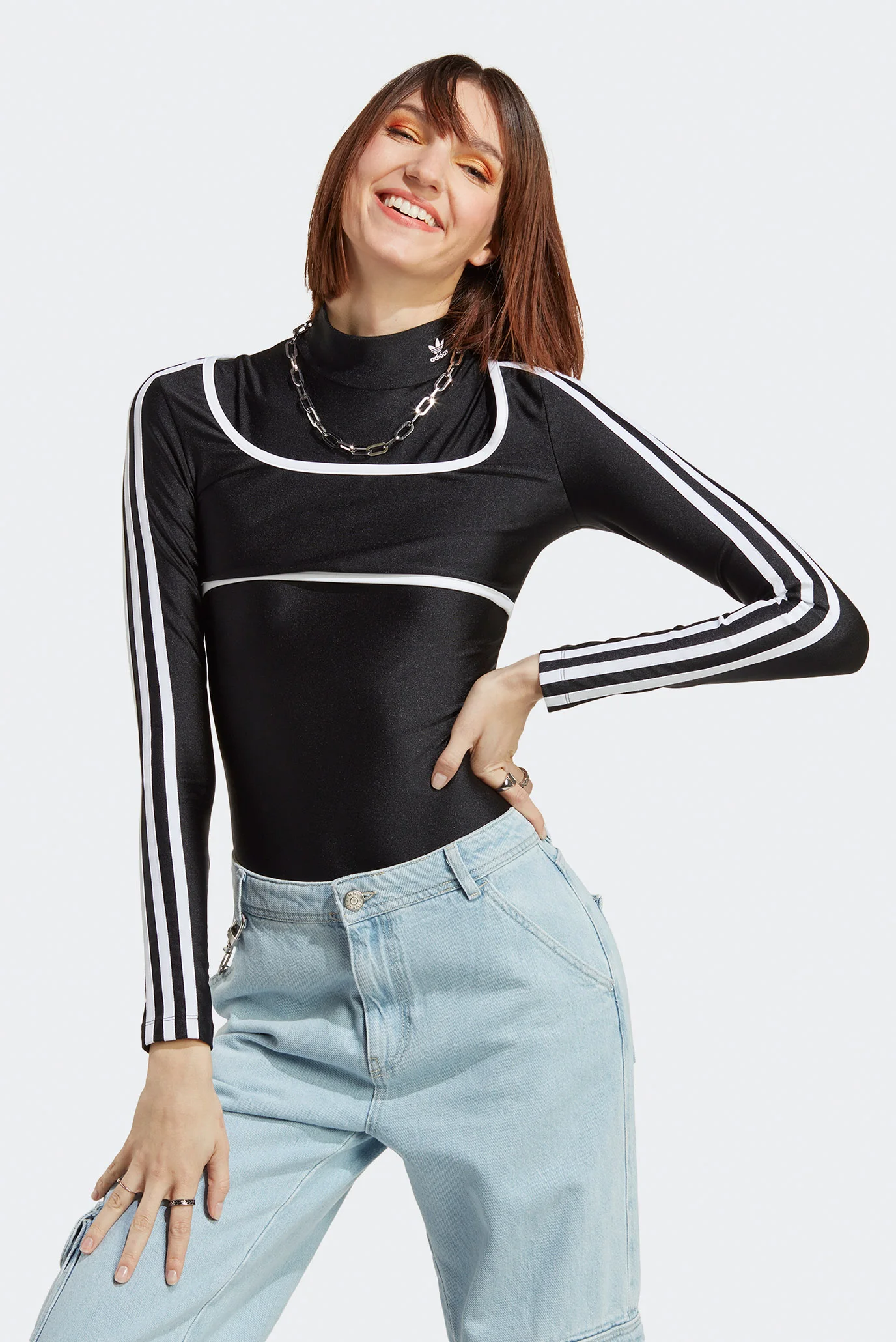 Жіноче чорне боді 2в1 Long Sleeve adidas IC5577 — MD-Fashion