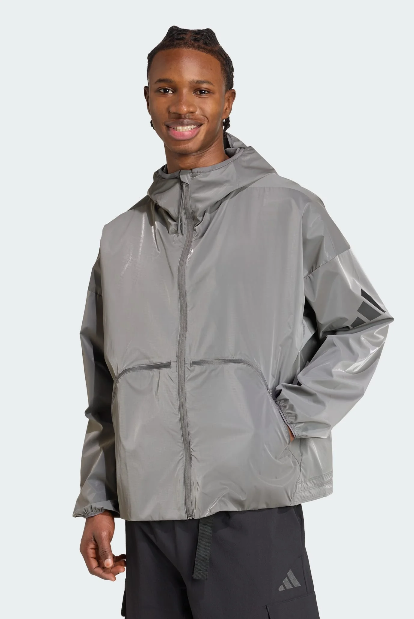 Мужская серая ветровка City Tech Metallic Holiday adidas JW6685