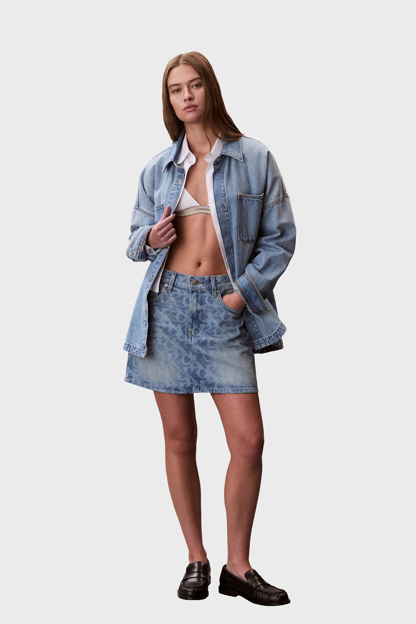 Женская голубая джинсовая юбка с узором 90S MINI Calvin Klein