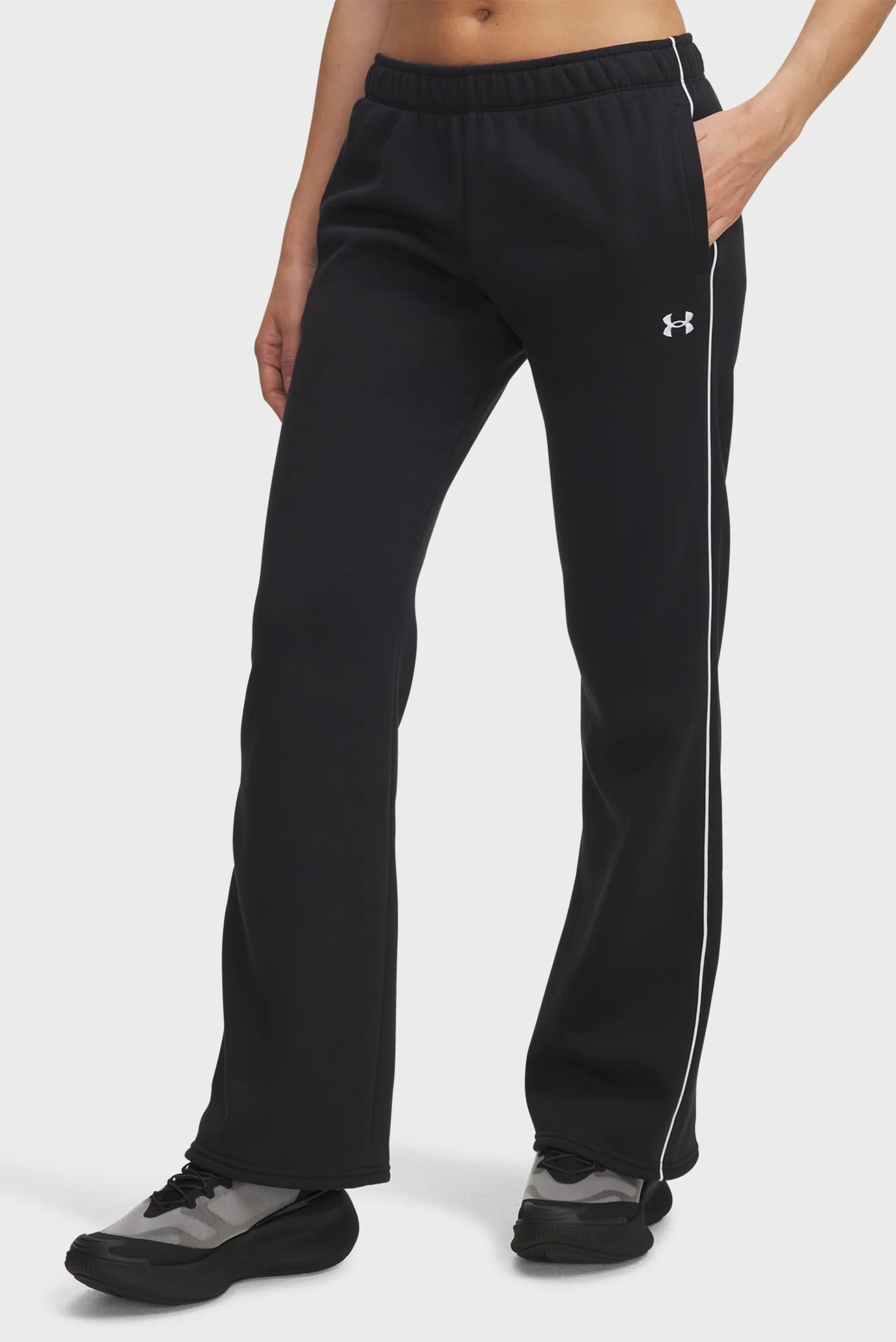 Женские черные спортивные брюки UA Rival Flc Piped Pant Under