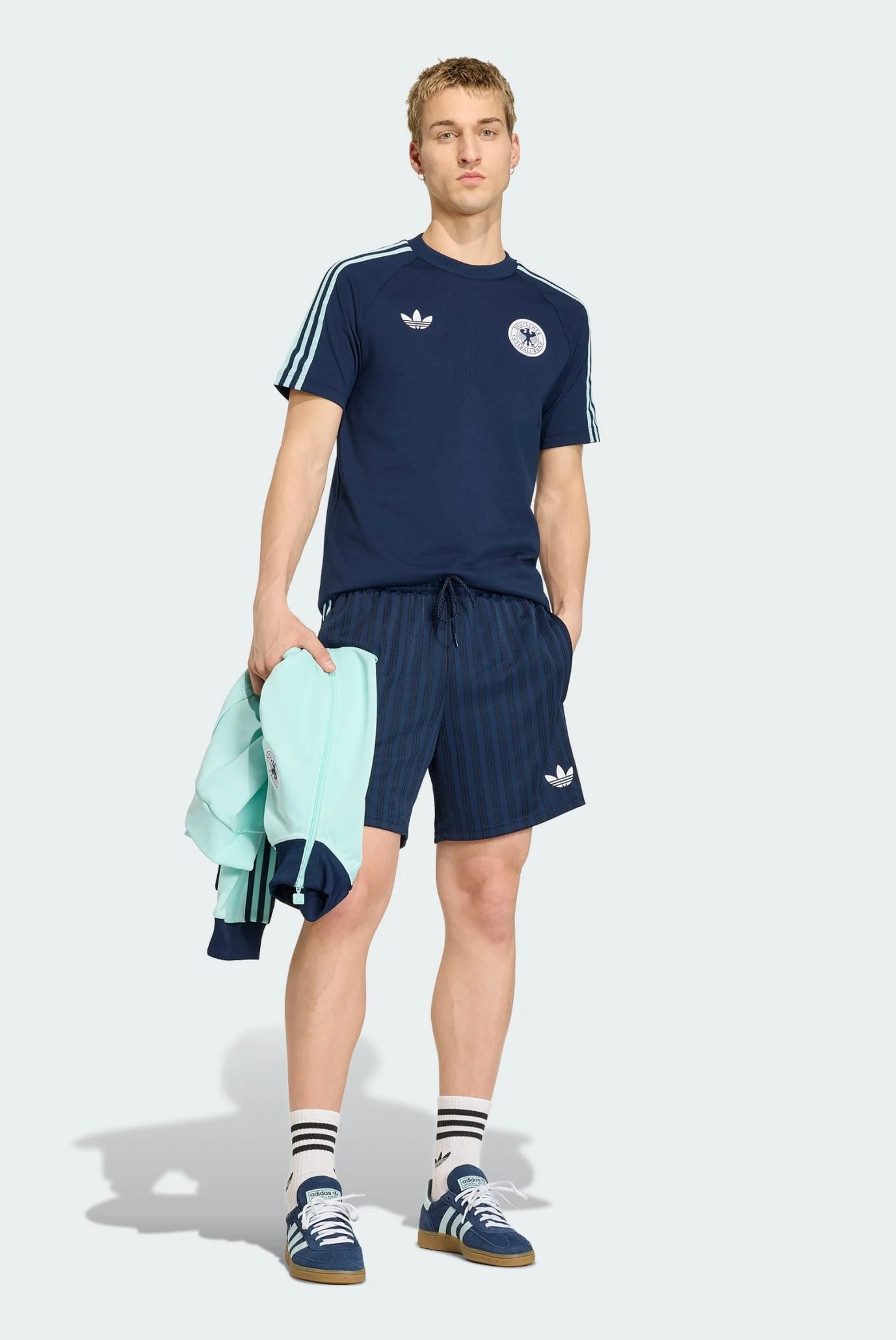 Мужские темно-синие шорты в полоску Germany Originals adidas