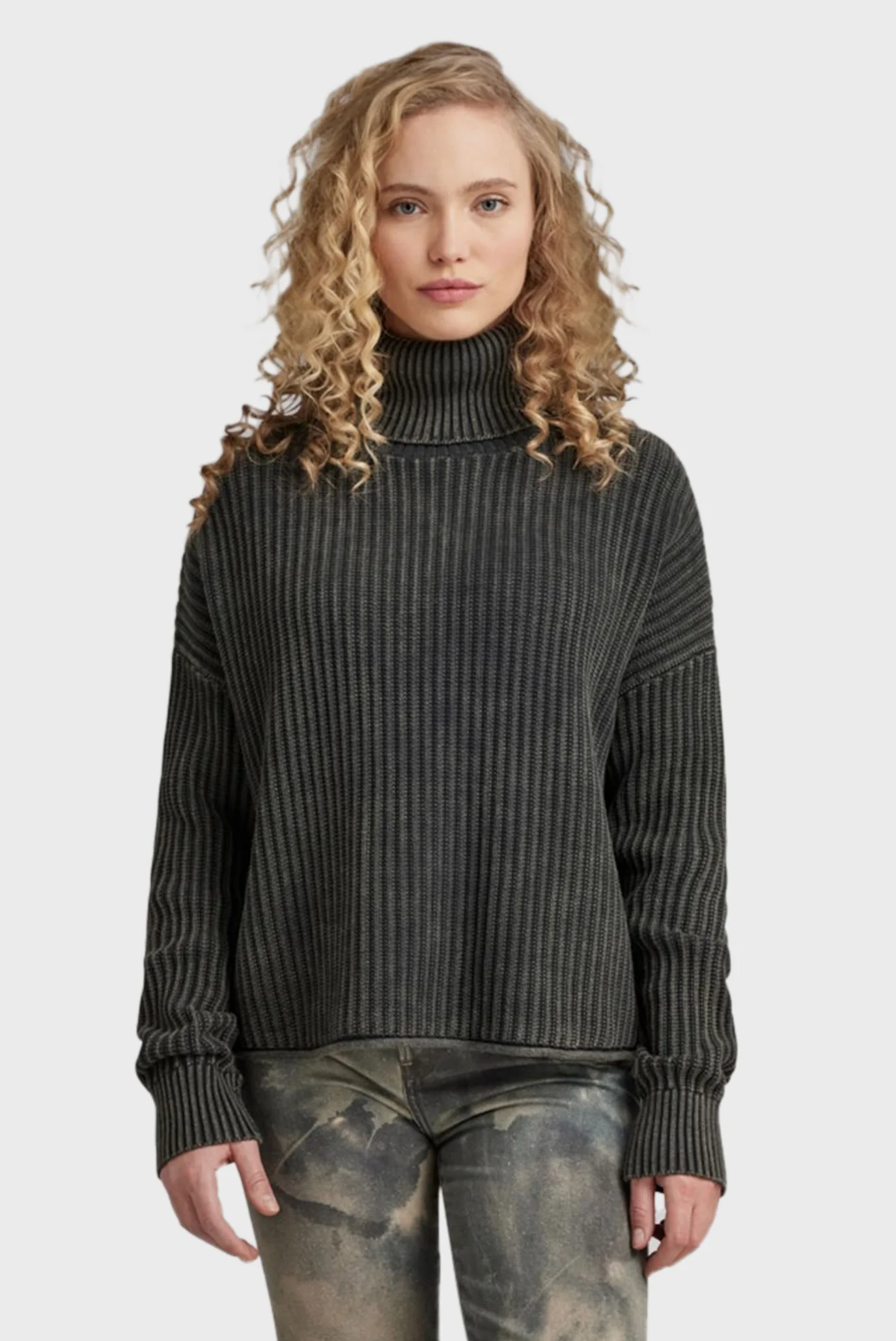 Жіночий темно-сірий светр Loose overdyed turtle G-Star RAW D23783