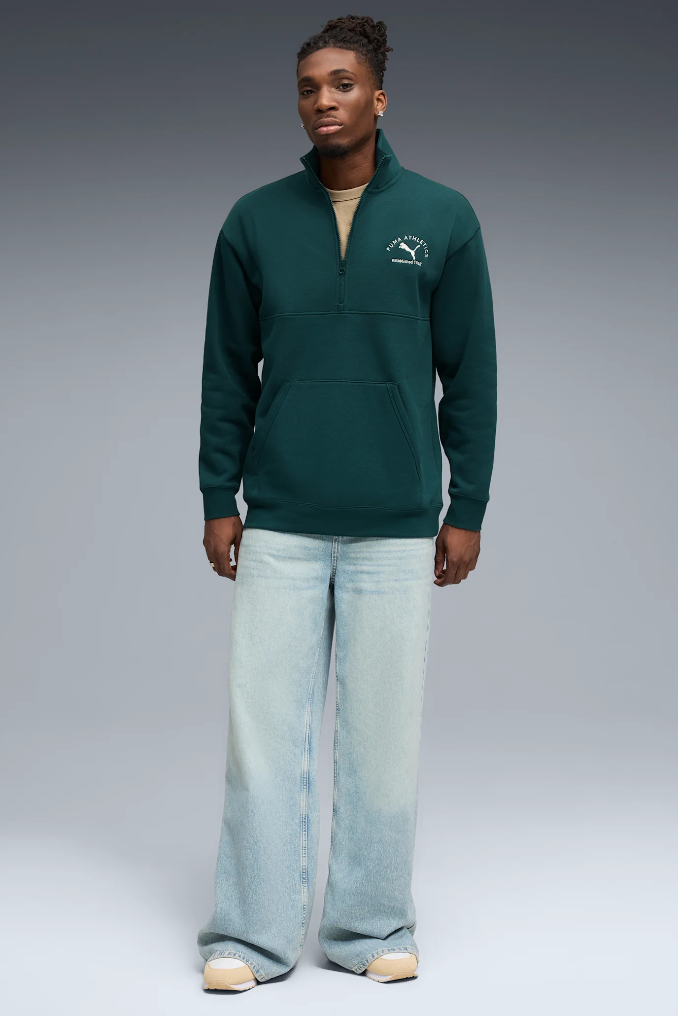 gasp サーマルジムスウェット　グリーンカモ　M Чоловіча зелена спортивна кофта PUMA Class Half Zip Sweater Men