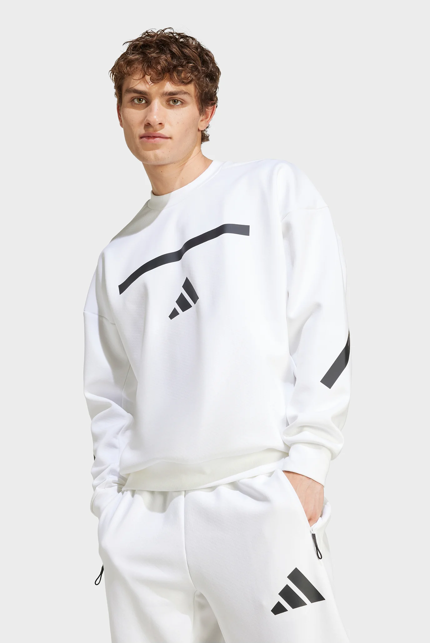なな ★ Мужской белый свитшот New adidas Z.N.E. adidas JF2451 — MD-Fashion