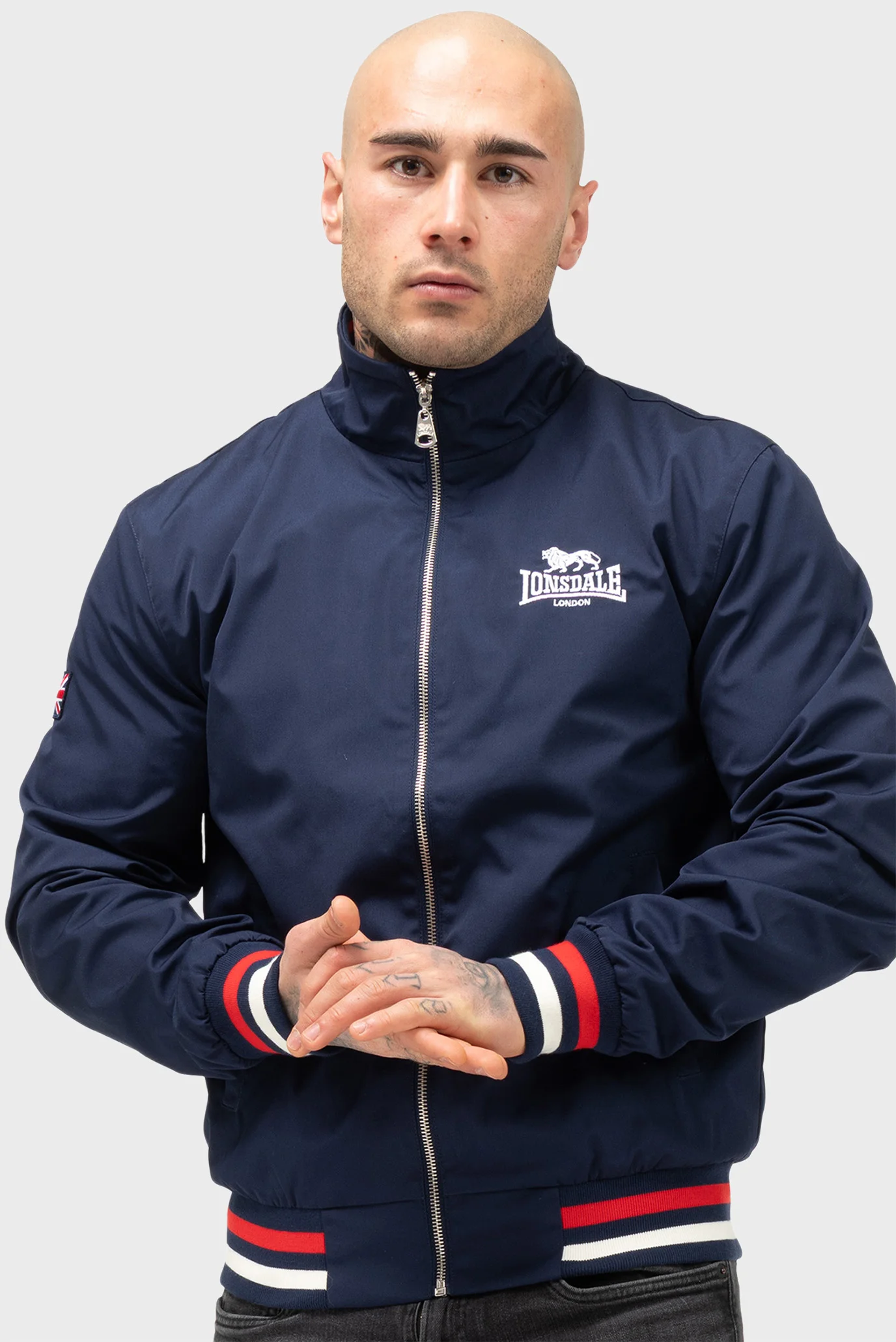 LONSDALE ジップアップジャケット Lサイズ ピンク/ネイビー muzhskaya-temno-sinyaya-