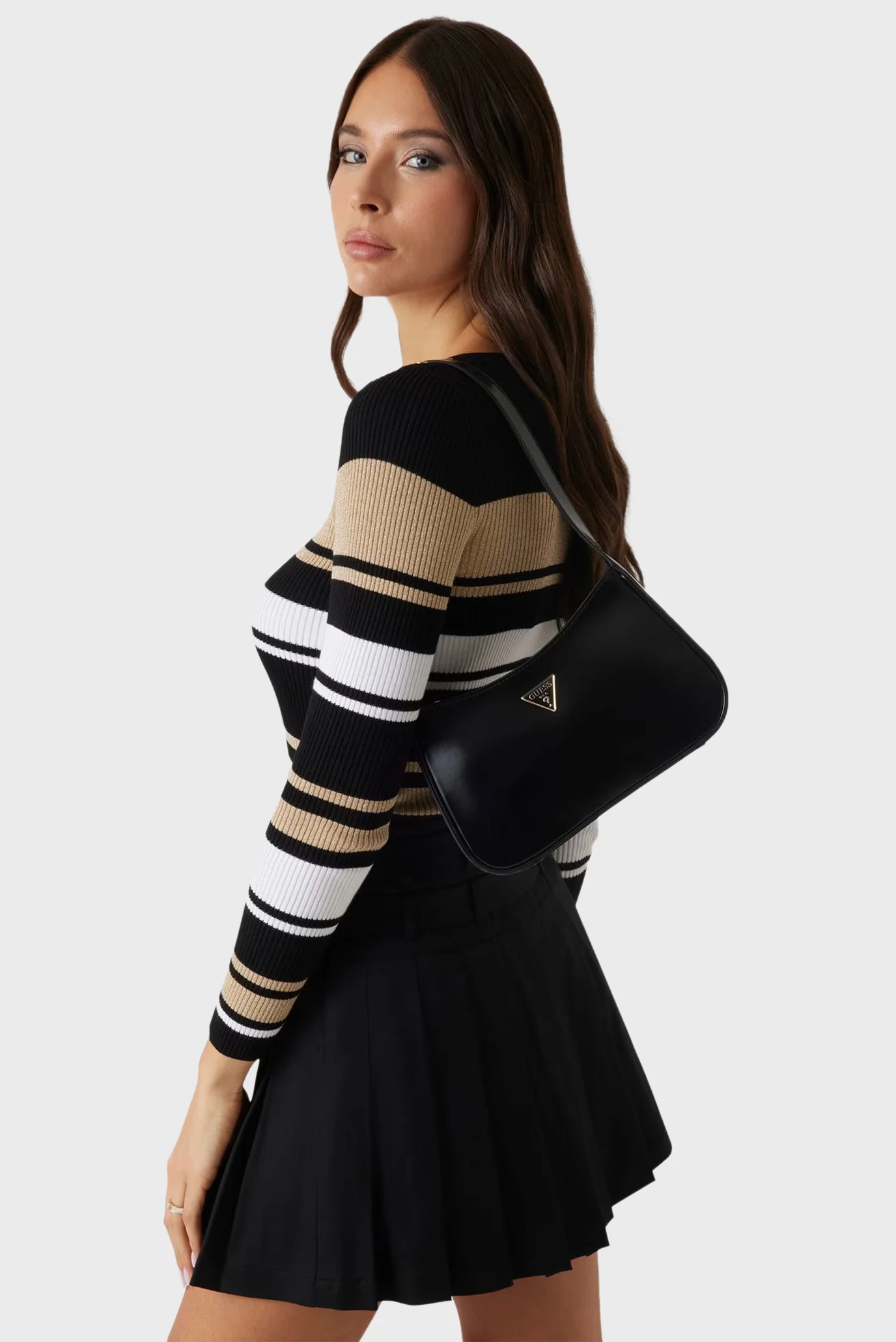 Женская черная сумка ARNELA TOP ZIP SHOULDER BAG Guess HWNG9496170
