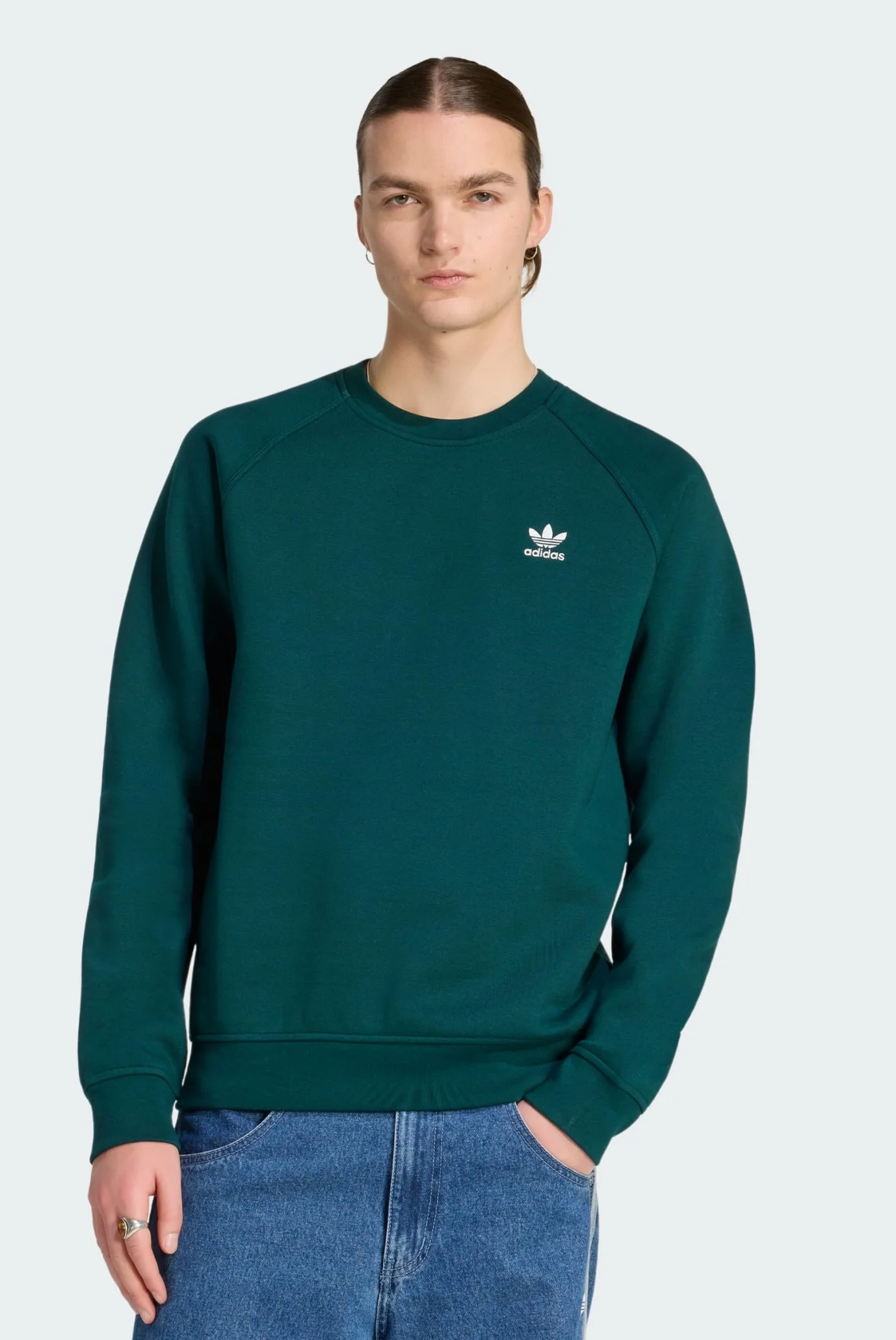 トモ Мужской темно-зеленый свитшот ESSENTIAL REGULAR FLEECE CREWNECK