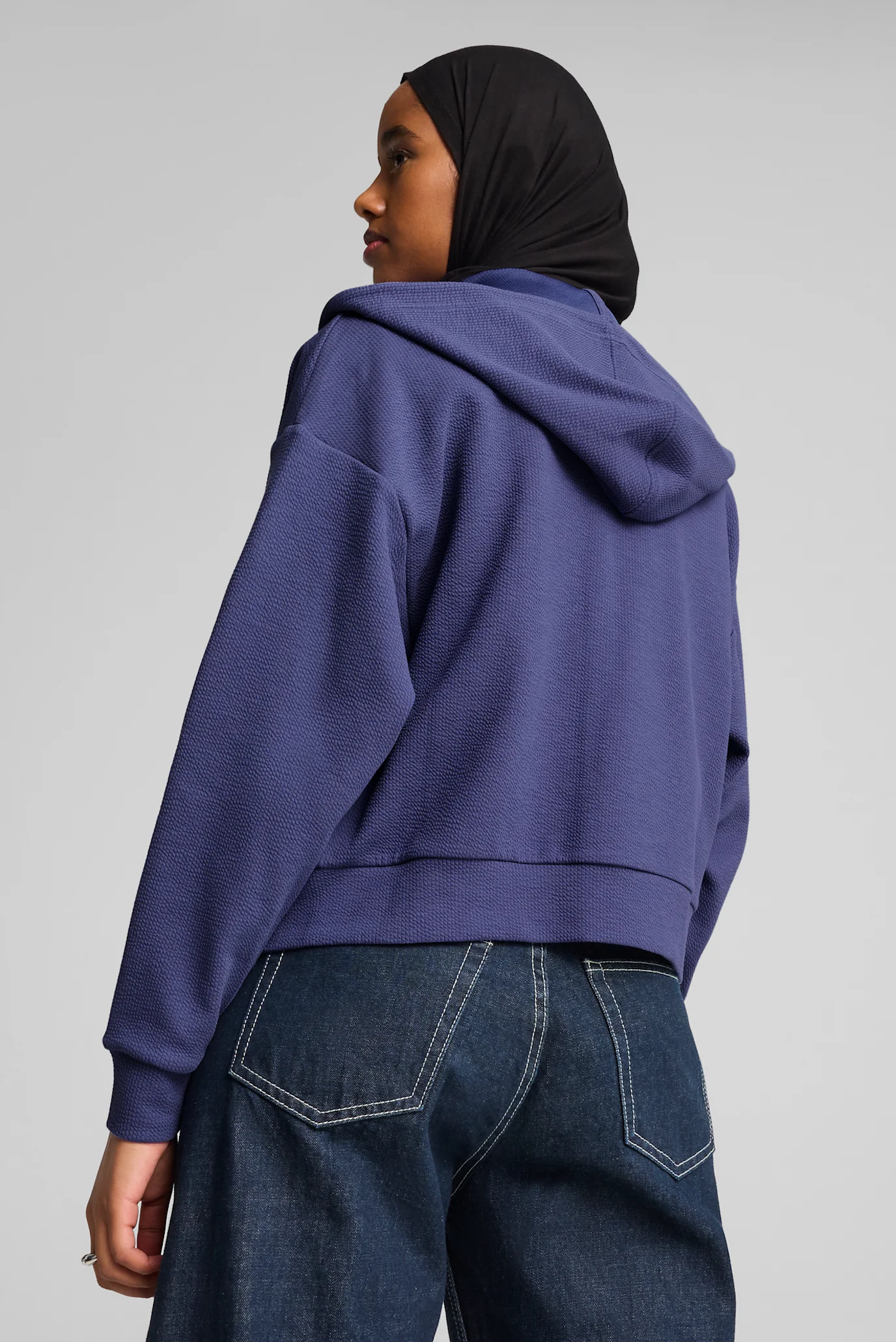 Жіноче синє худі HER Comfort Crop Full-Zip Hoodie Women PUMA