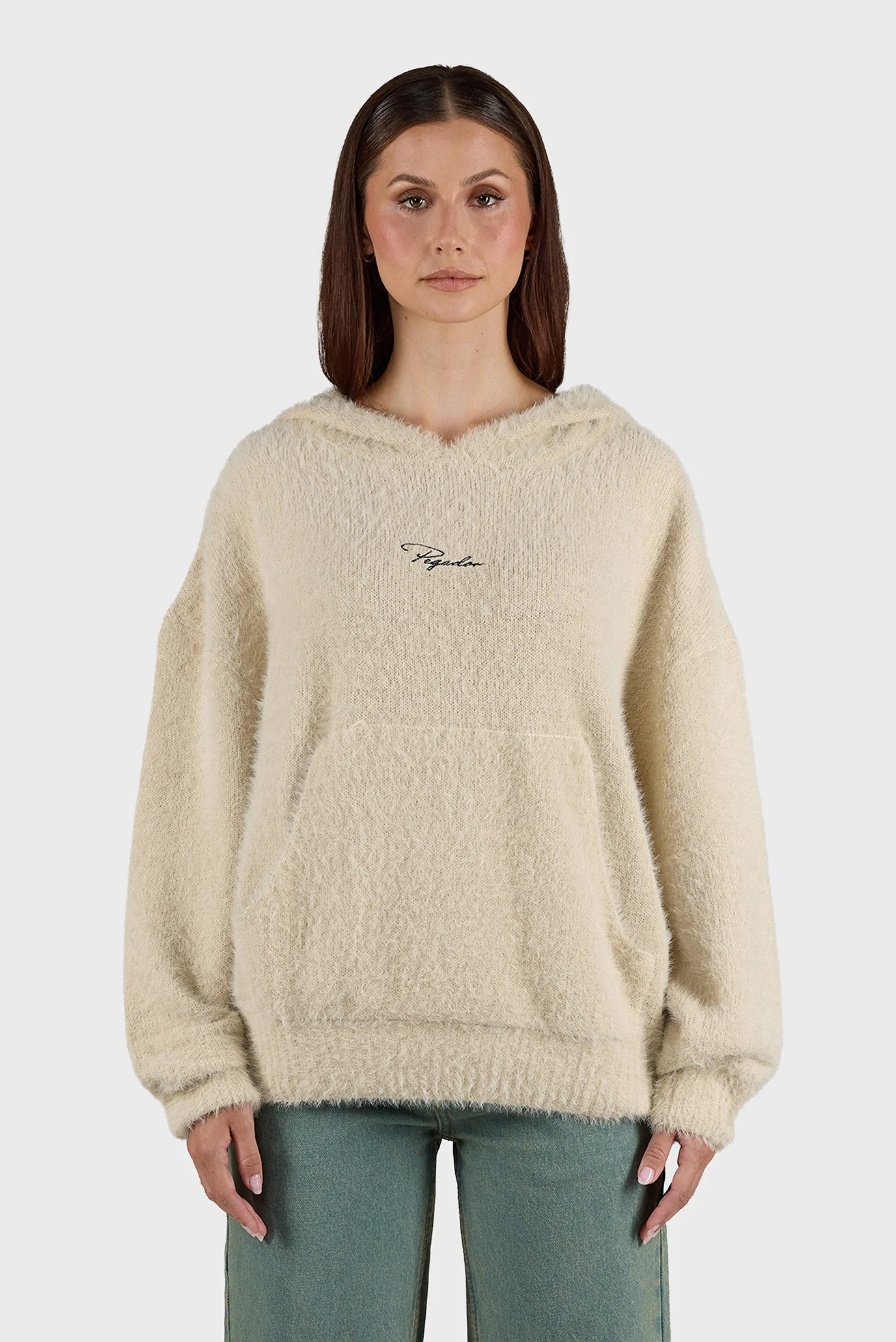 Жіноче бежеве худі Furry Pegador PGDR-6176 — MD-Fashion