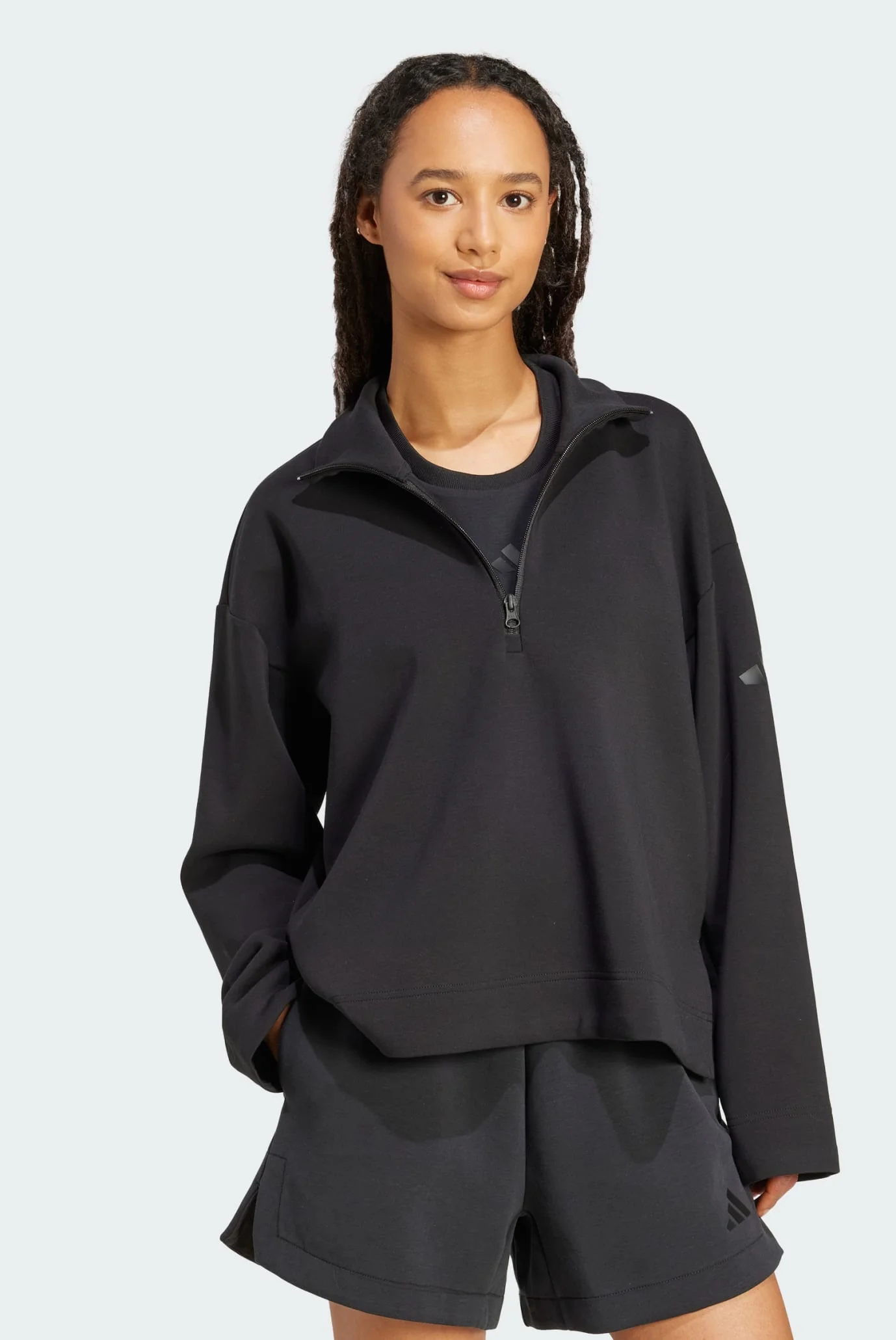 じゅんじゅん Женская черная спортивная кофта ALL SZN Soft Lux Quarter-Zip