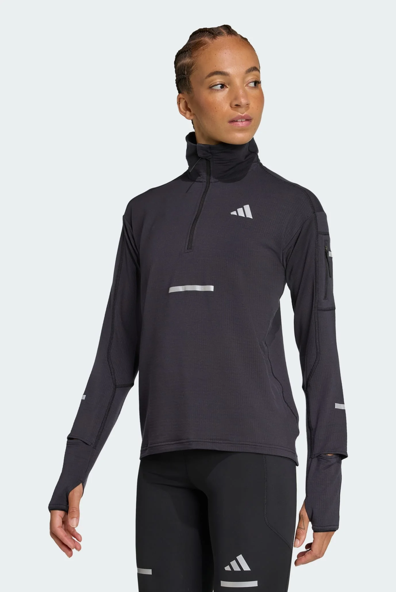 Женская черная спортивная кофта Adi365 Running CLIMAWARM+ Half-Zip
