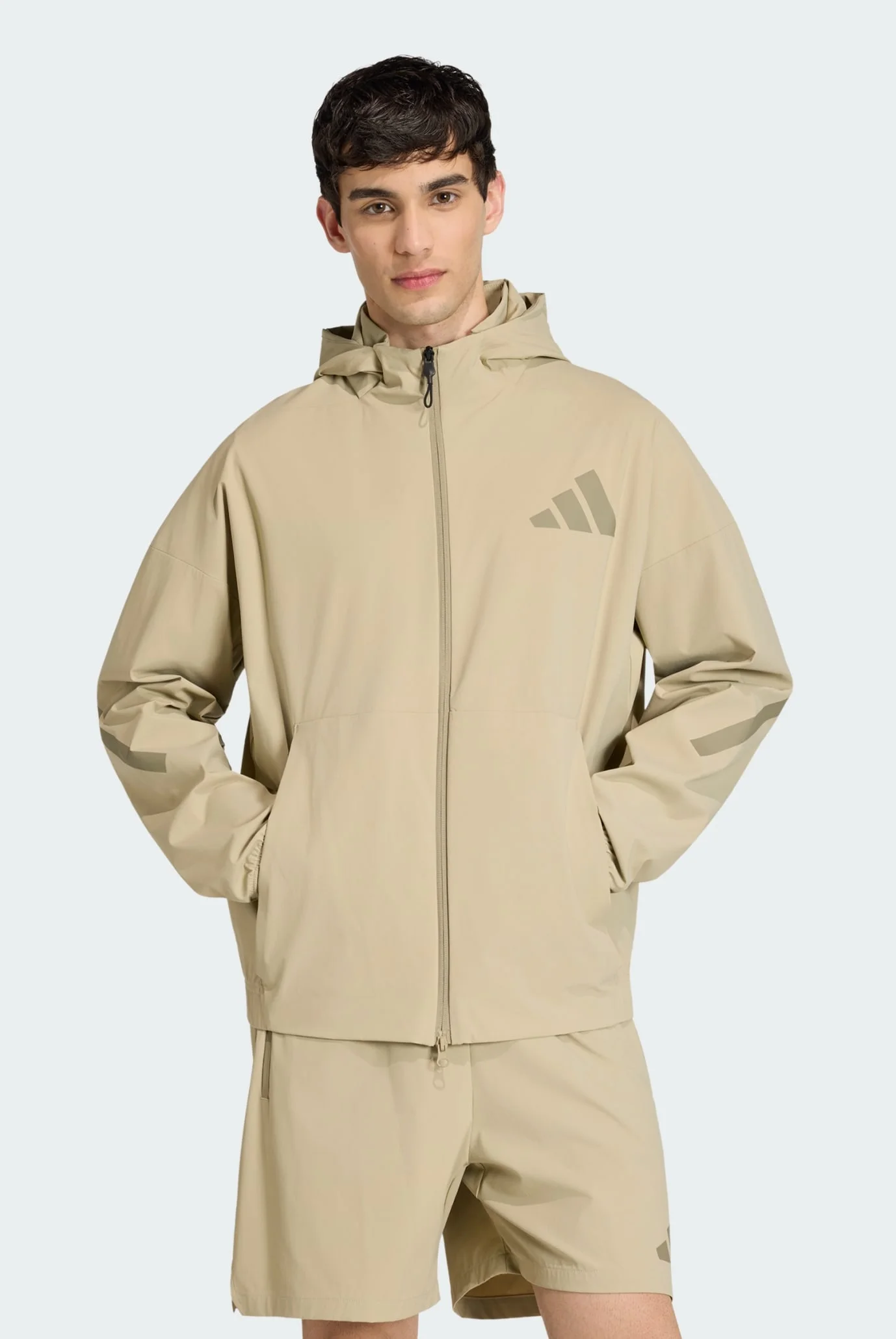 Мужское бежевое худи ADIDAS Z.N.E. WOVEN adidas KD8499 — MD-Fashion