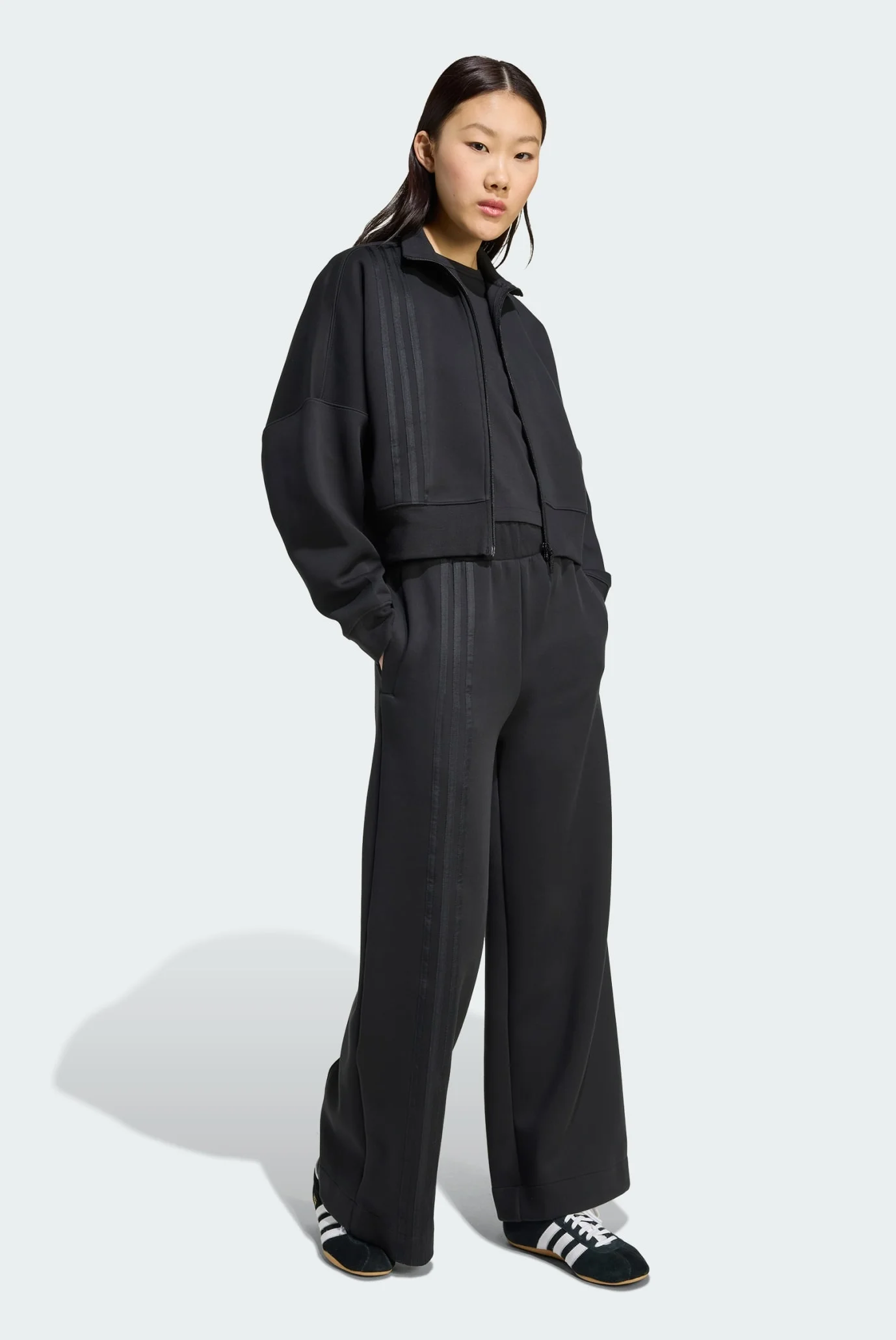 Жіноча чорна спортивна кофта Off Placed 3-Stripes Zip Up adidas