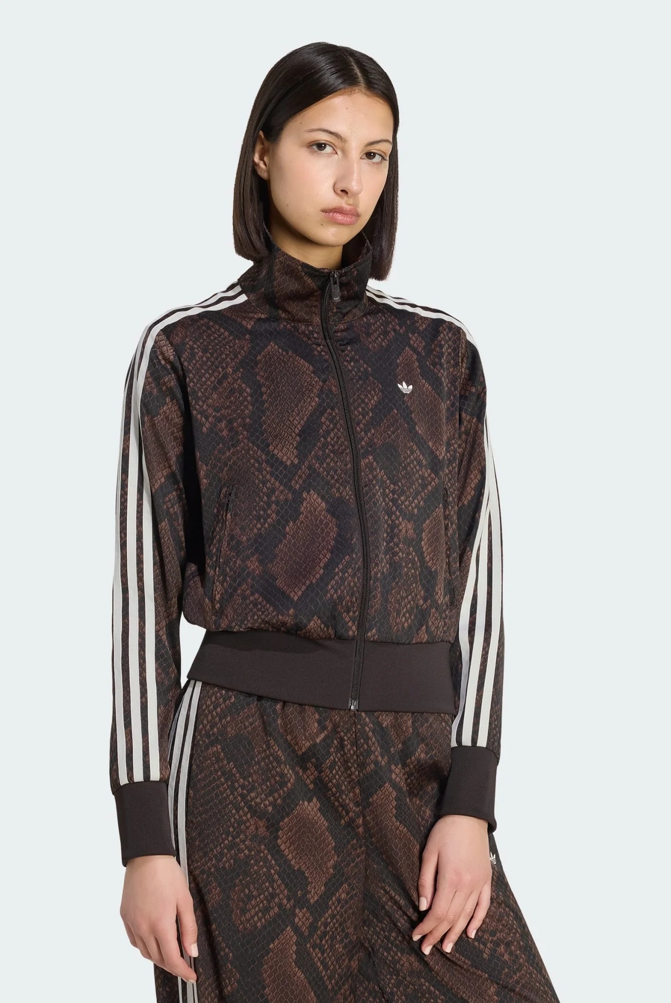 Женская коричневая спортивная кофта с узором SATIN SNAKE PRINT