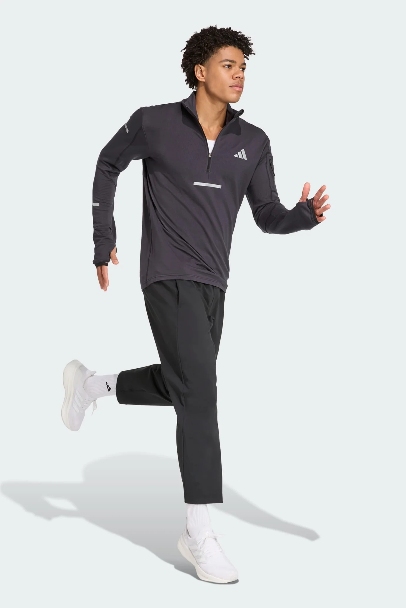 Мужская черная спортивная кофта Adi365 Running CLIMAWARM+ Half-Zip