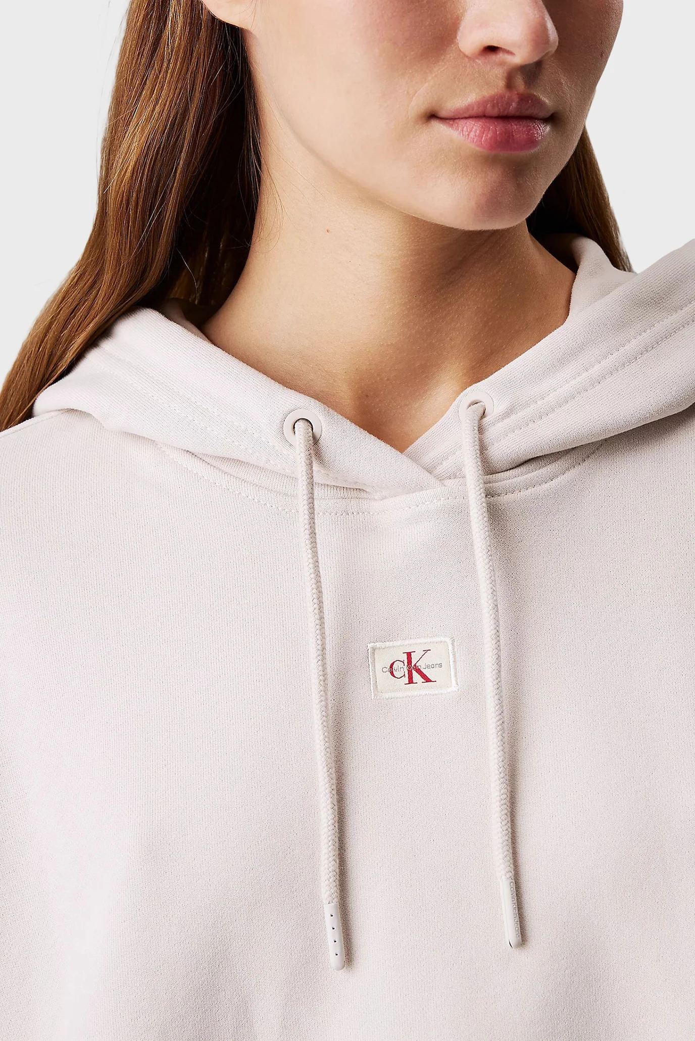 Женское бежевое худи WOVEN LABEL HOODIE Calvin Klein Jeans