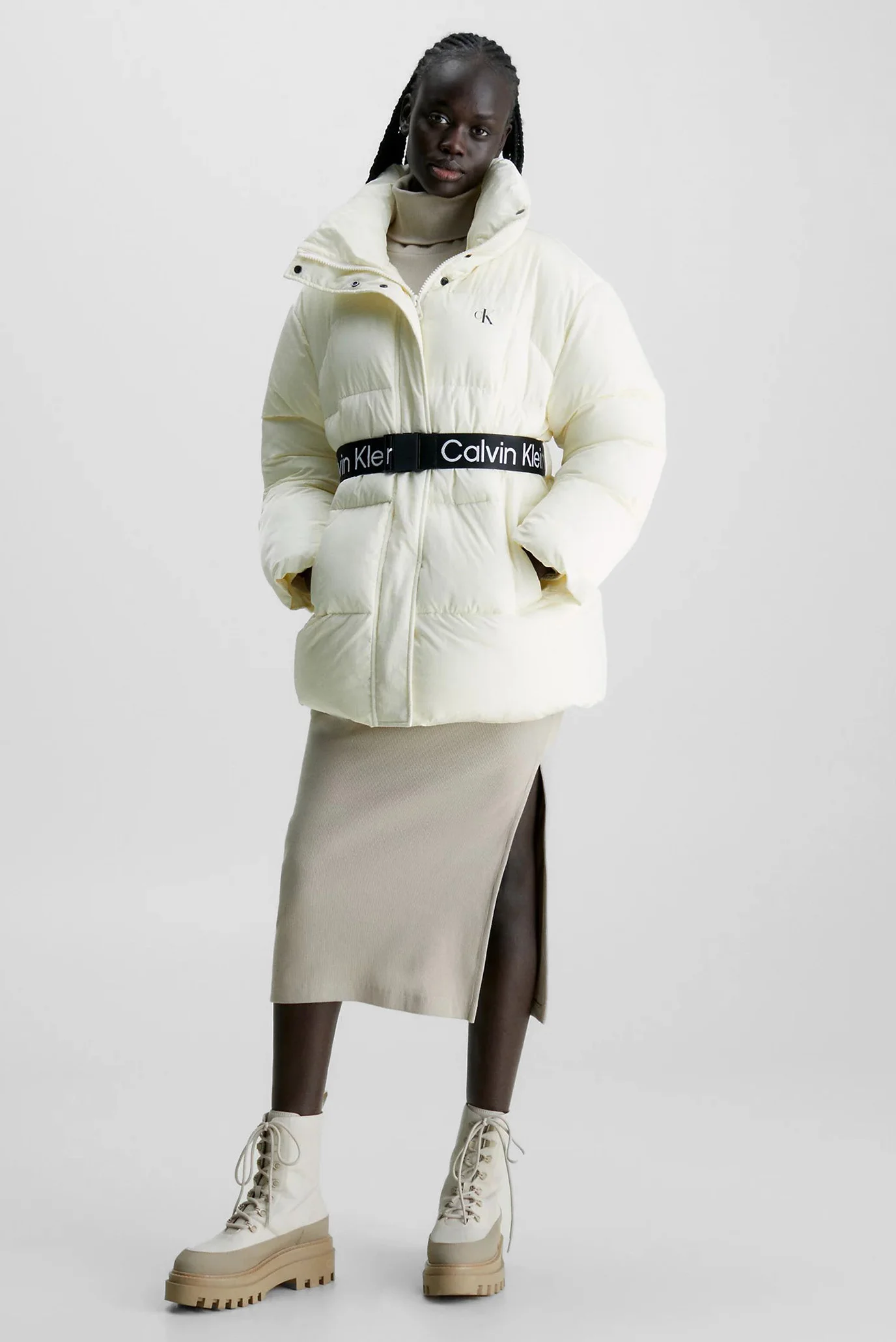 OHGA オーガ BUBBLE JK バブルジャケット ホワイト ブルゾン Женская белая куртка BELTED LONG PUFFER Calvin Klein Jeans