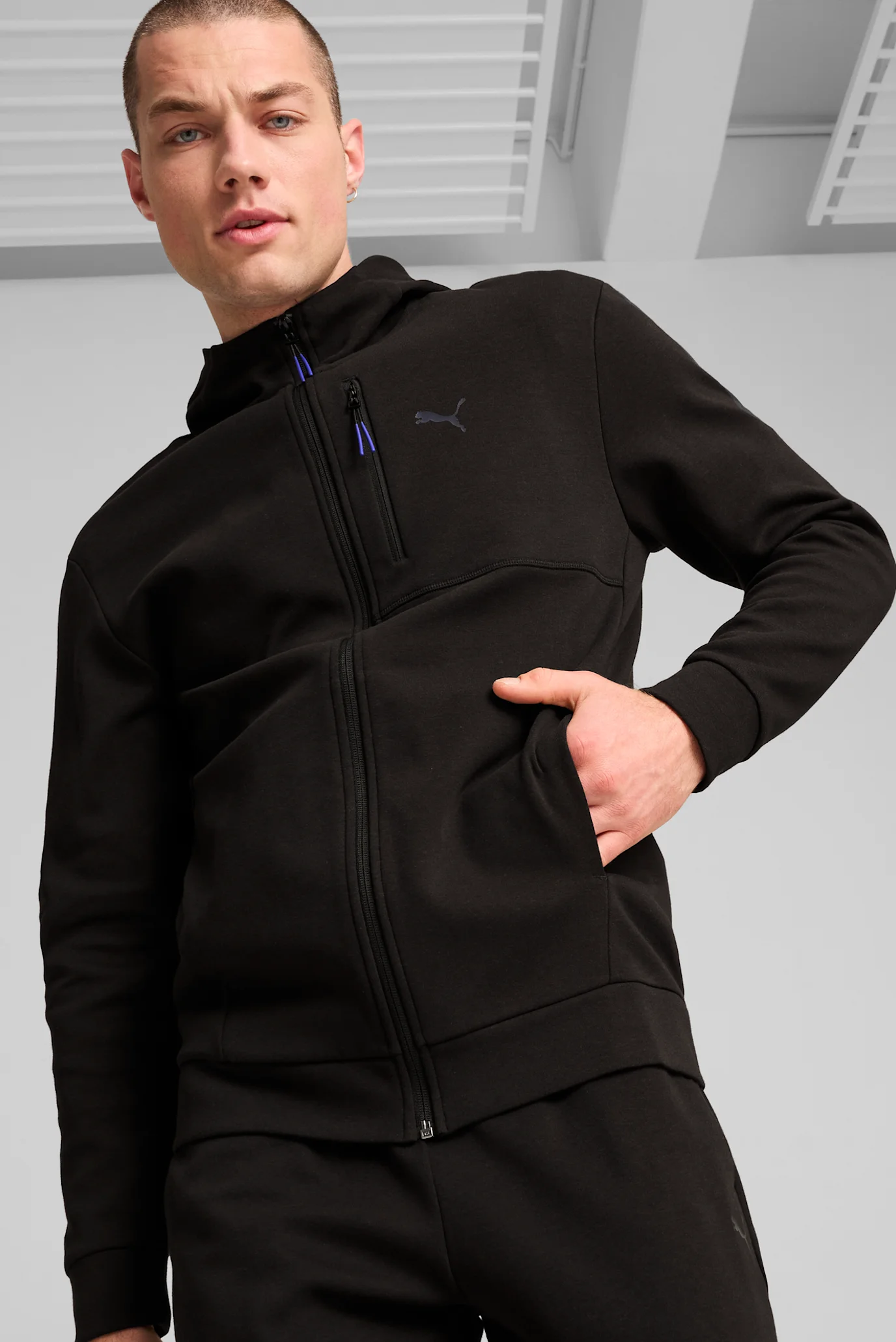 Мужская черная спортивная кофта OPEN ROAD Full-Zip Hoodie Men PUMA