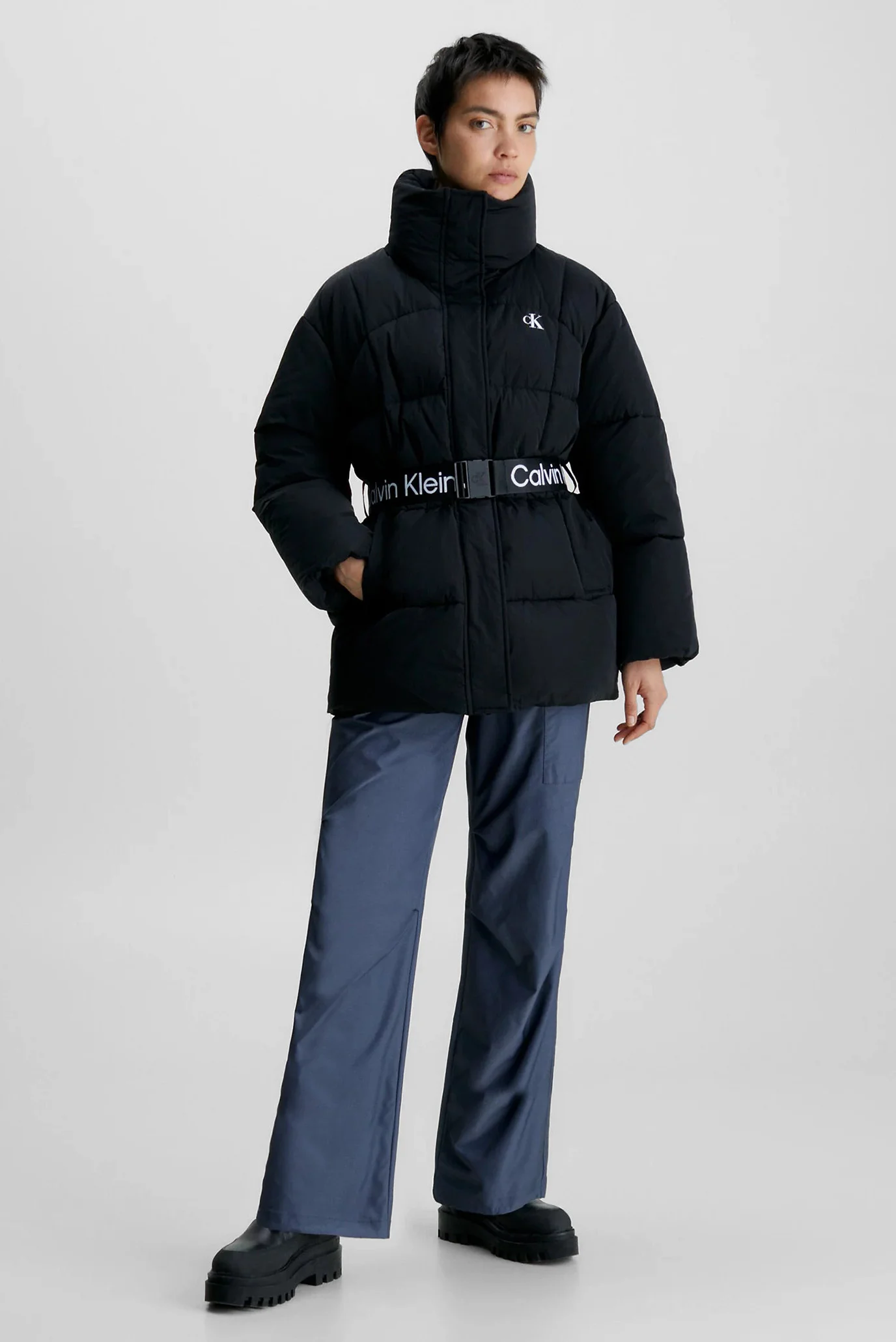 Жіноча чорна куртка BELTED LONG PUFFER Calvin Klein Jeans