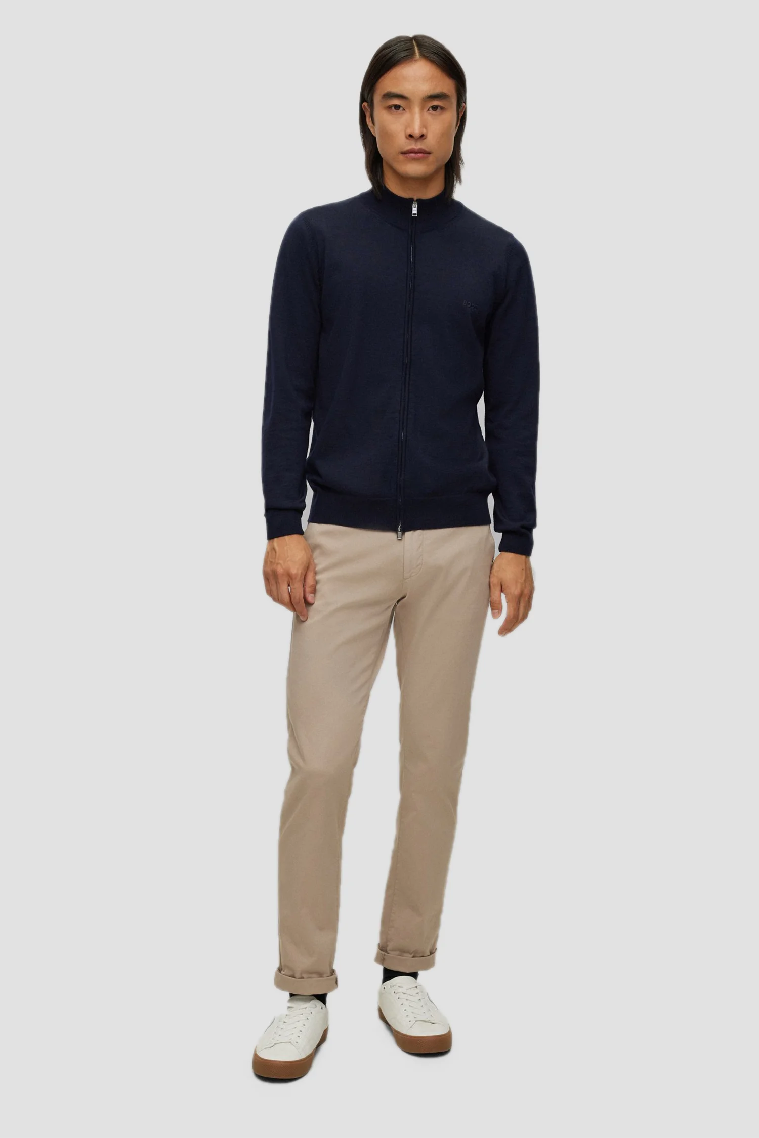 Мужской темно-синий шерстяной кардиган BOSS 50476347;404 — MD-Fashion