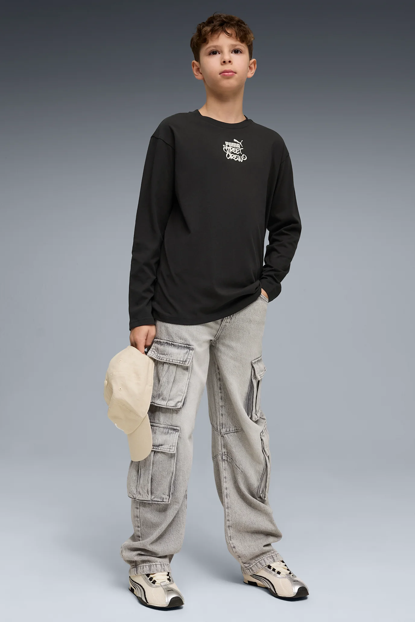 Lionページ Детский черный лонгслив MID 90s Relaxed Long Sleeve Tee Youth PUMA