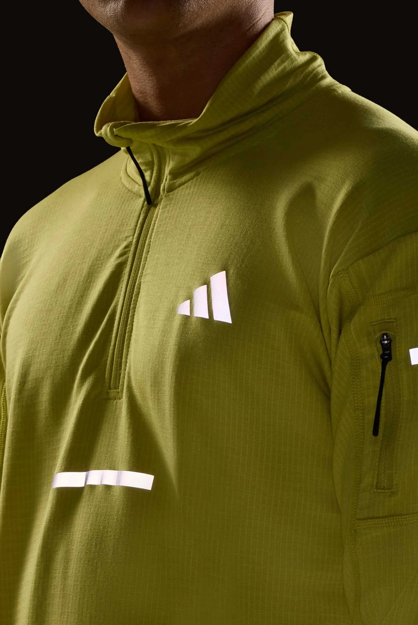 Мужская желтая спортивная кофта Adi365 Running CLIMAWARM+ Half-Zip