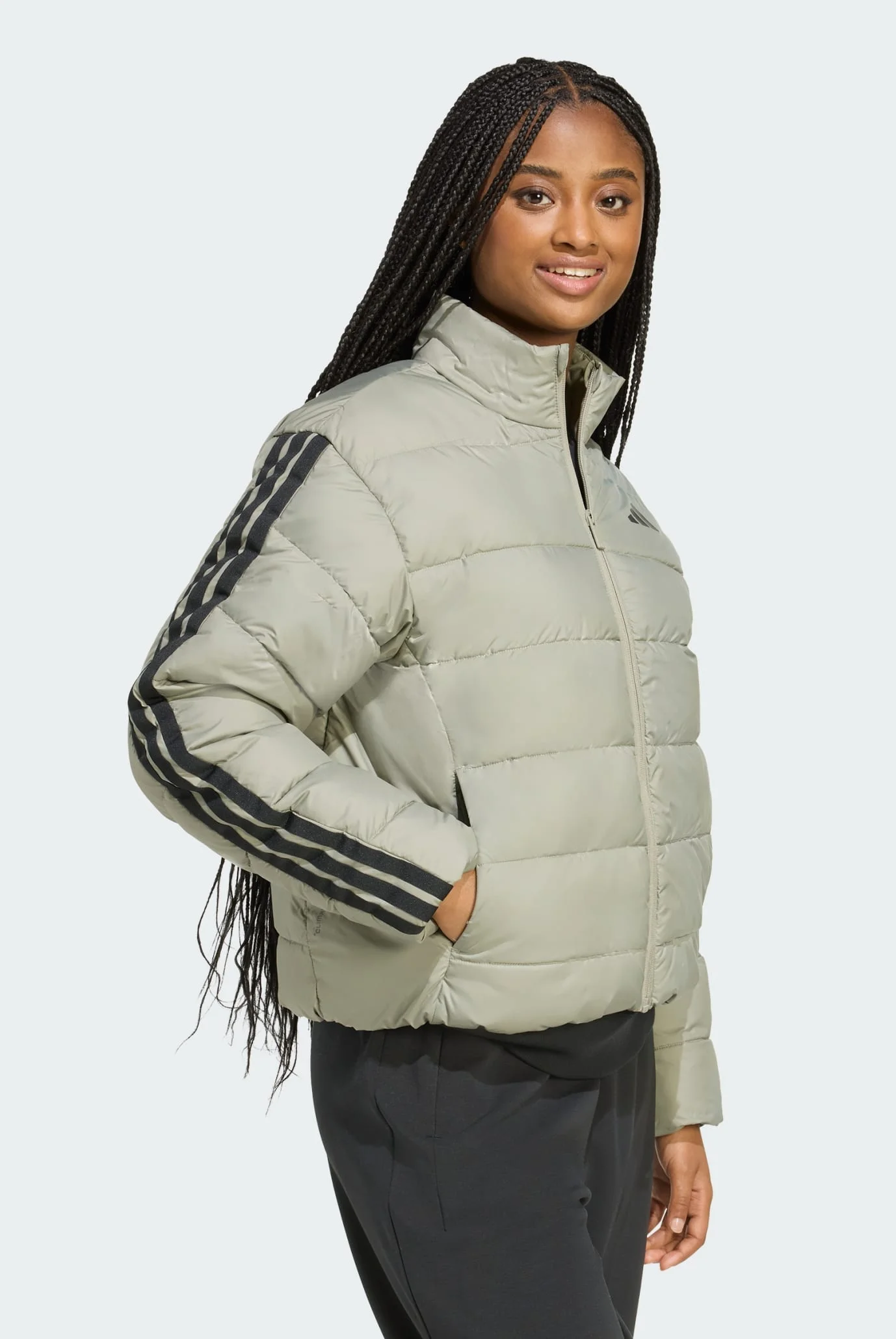 Женская оливковая куртка Essentials CLIMAWARM 3-Stripes Synthetic
