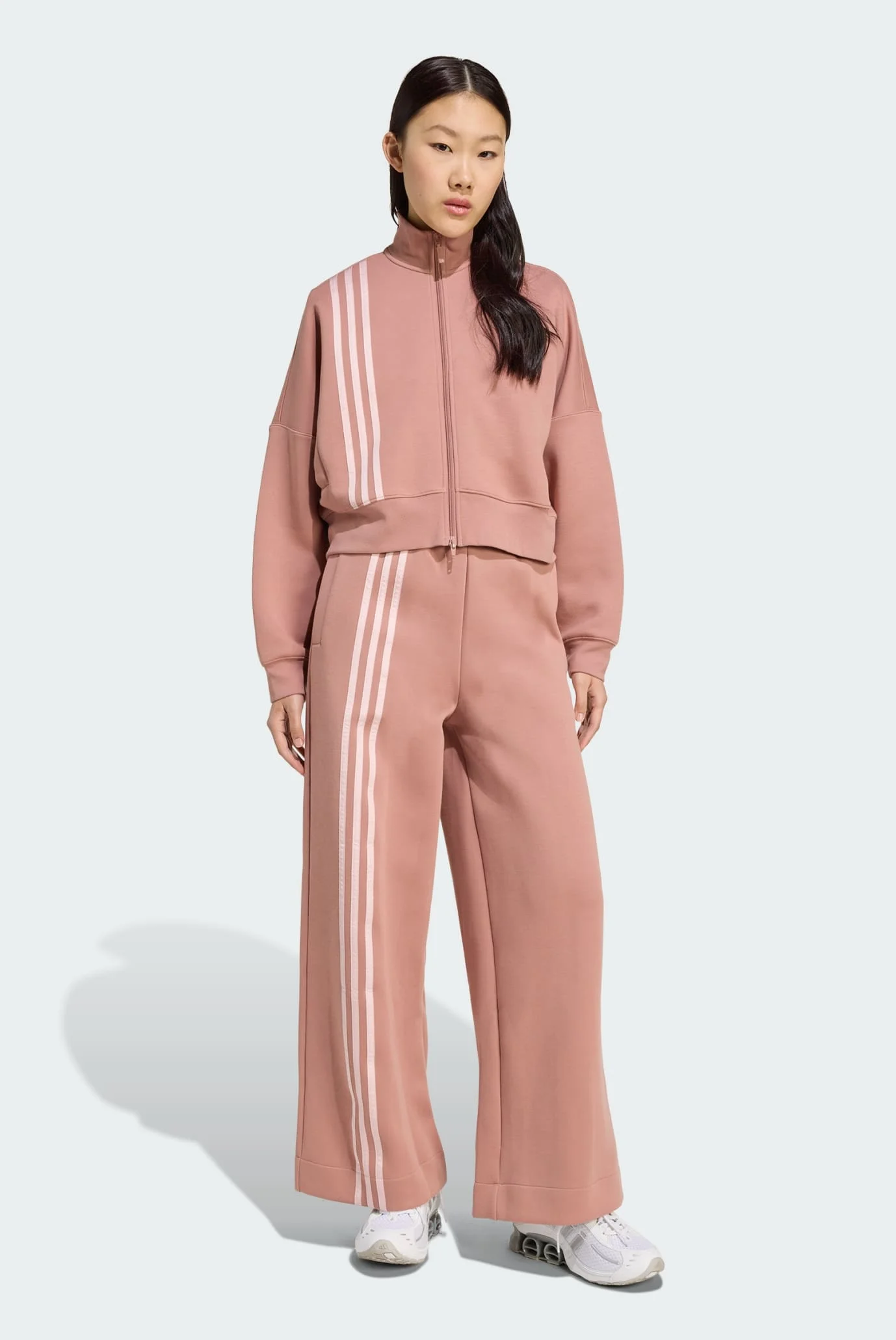 Женская пудровая спортивная кофта Off Placed 3-Stripes Zip Up
