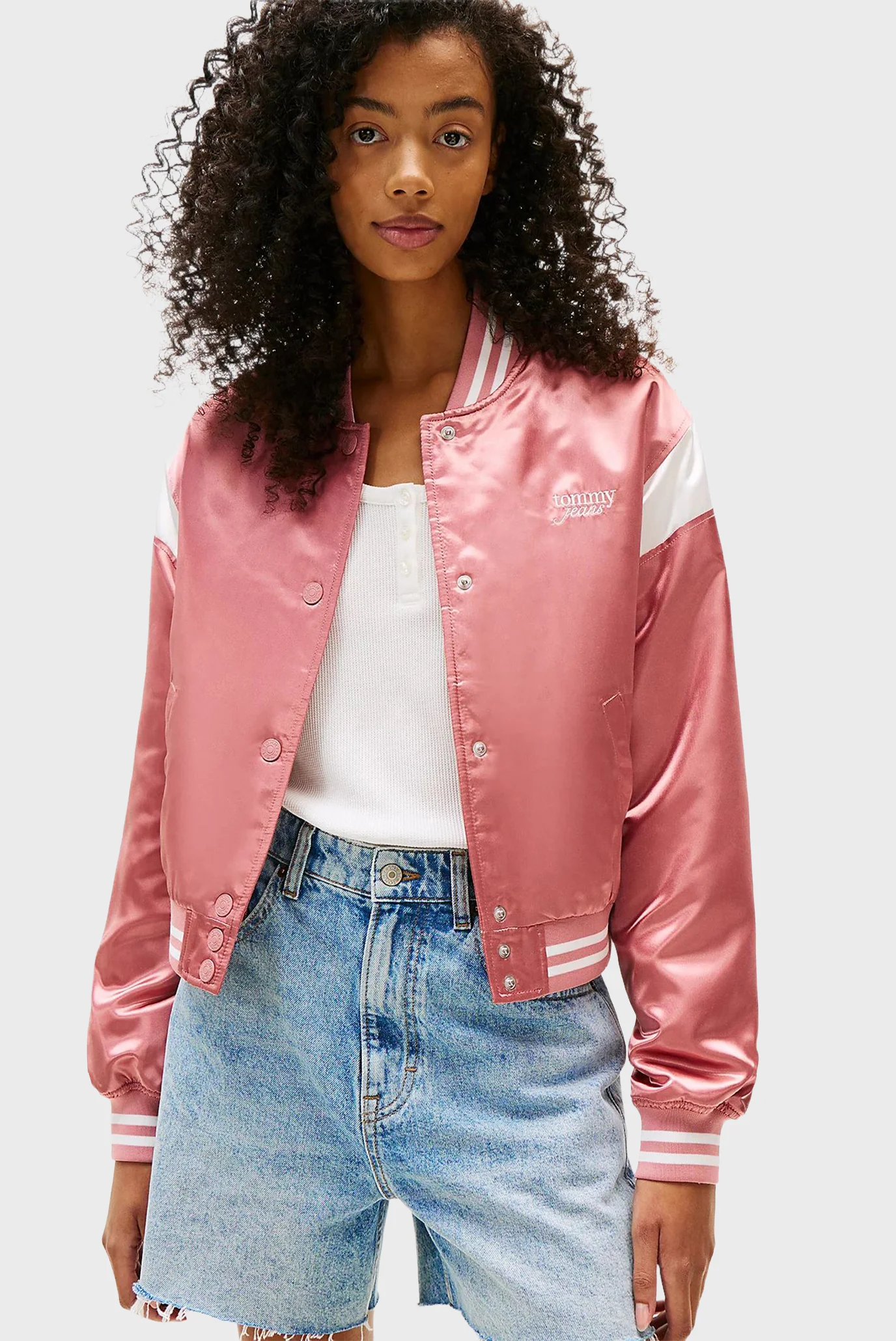 Женский розовый бомбер TJW SCRIPT VARSITY JACKET Tommy Jeans