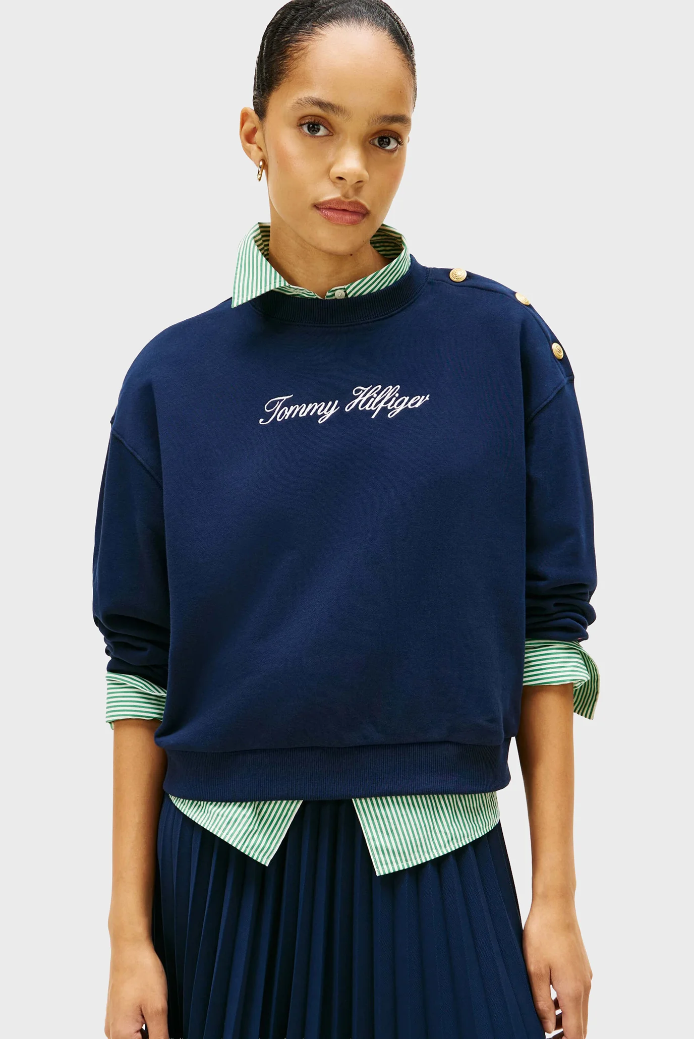 Женский темно-синий свитшот GOLD BTN SCRIPT Tommy Hilfiger