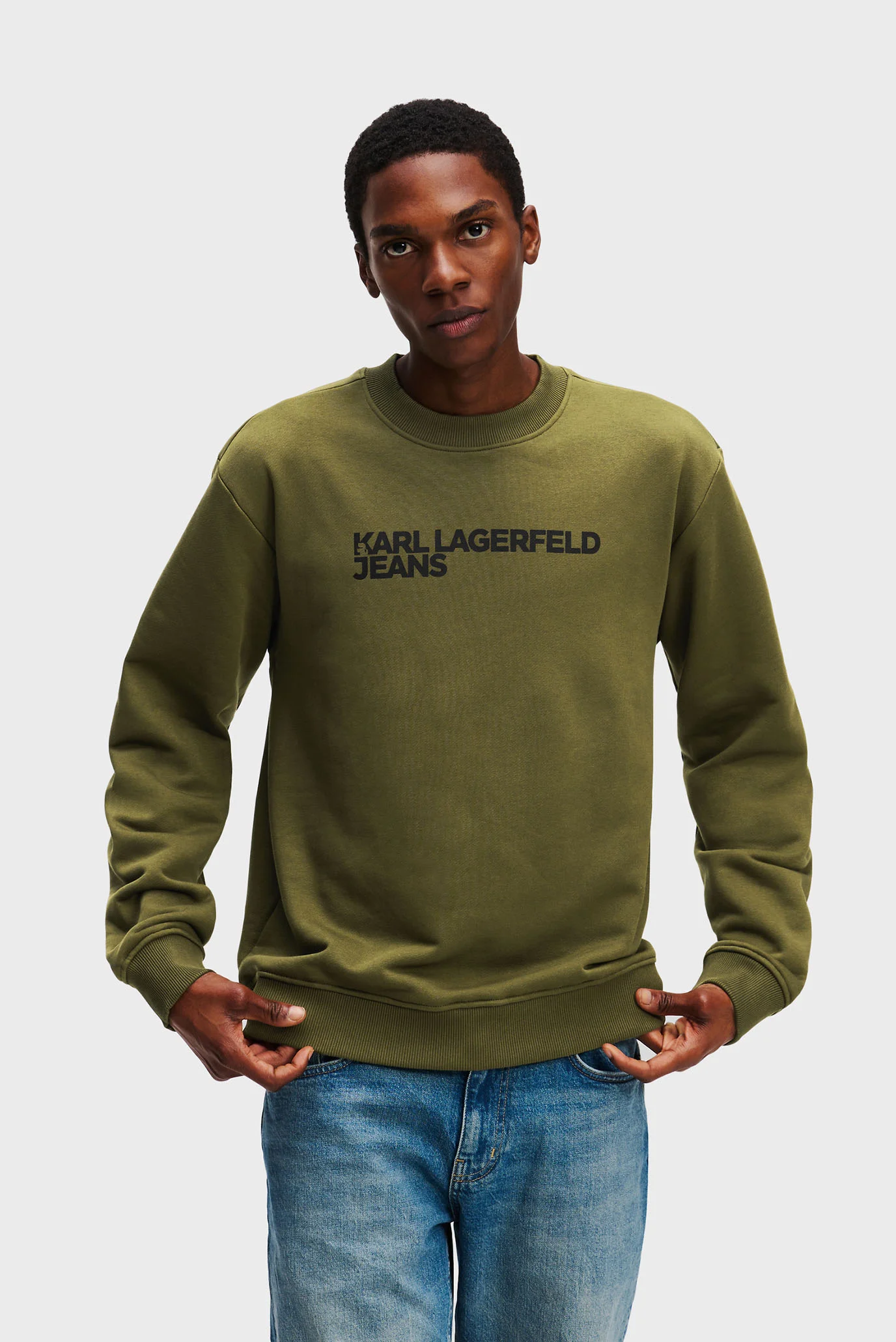 Чоловічий оливковий світшот reg essential logo Karl Lagerfeld