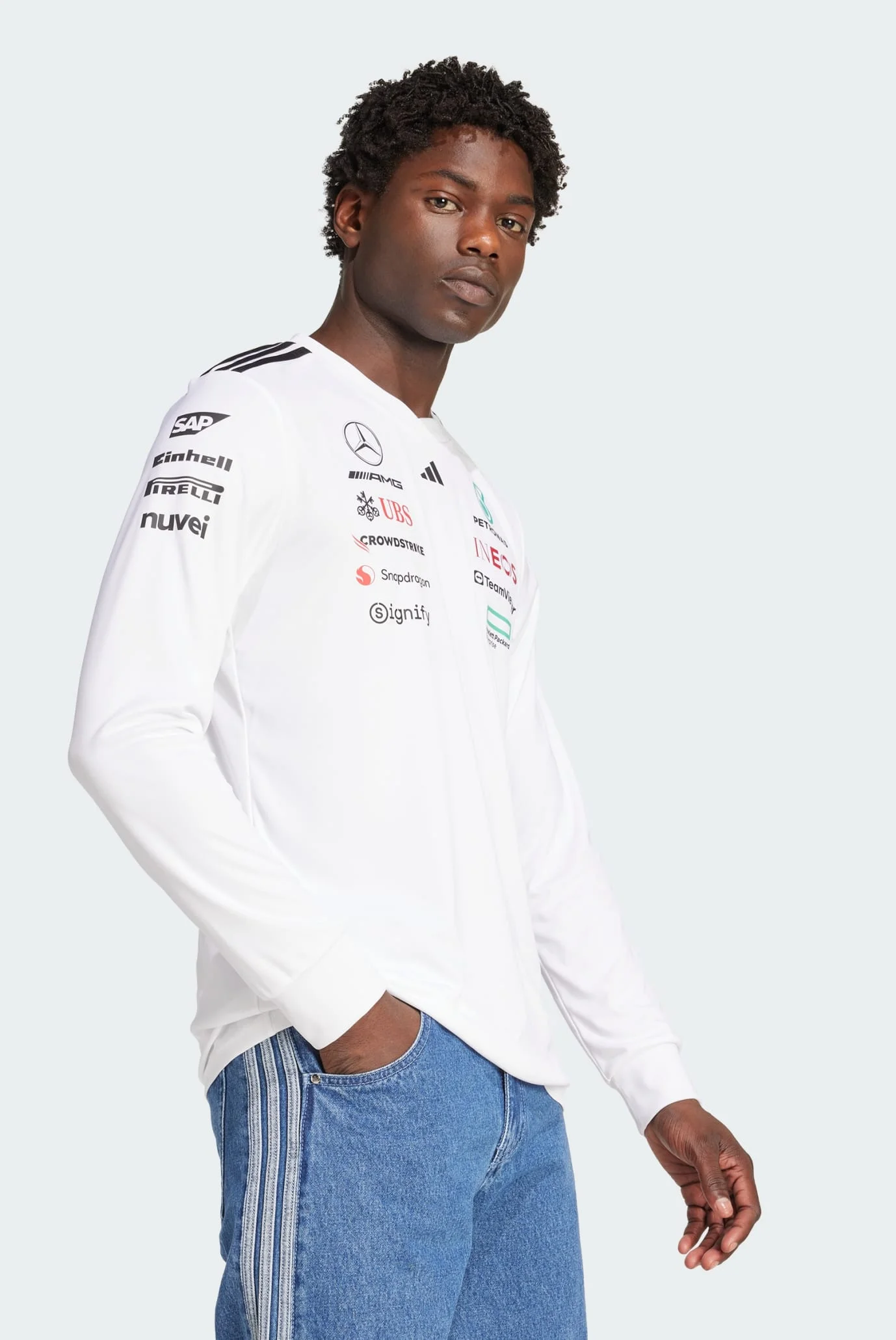 Мужской белый лонгслив Mercedes - AMG Petronas Formula One Team