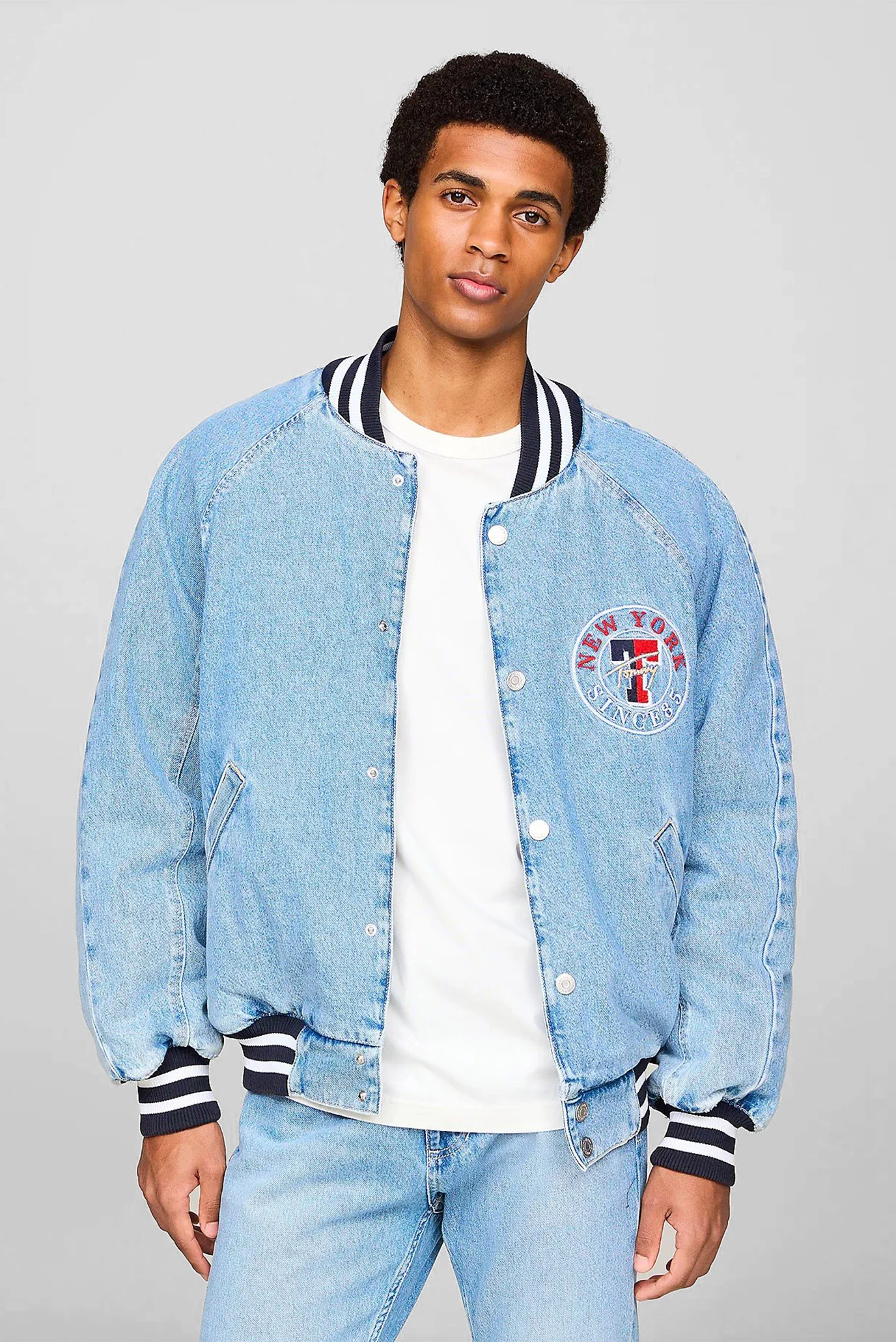 Мужской голубой джинсовый бомбер LETTERMAN DENIM JKT EXT Tommy