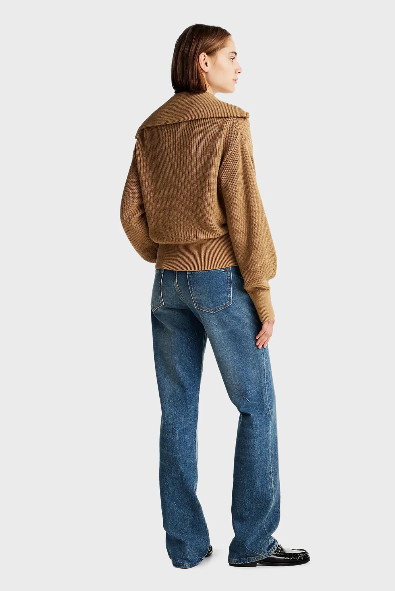 冨美 Женский бежевый кардиган CO CARDI STITCH FULL ZIP LS SWT Tommy