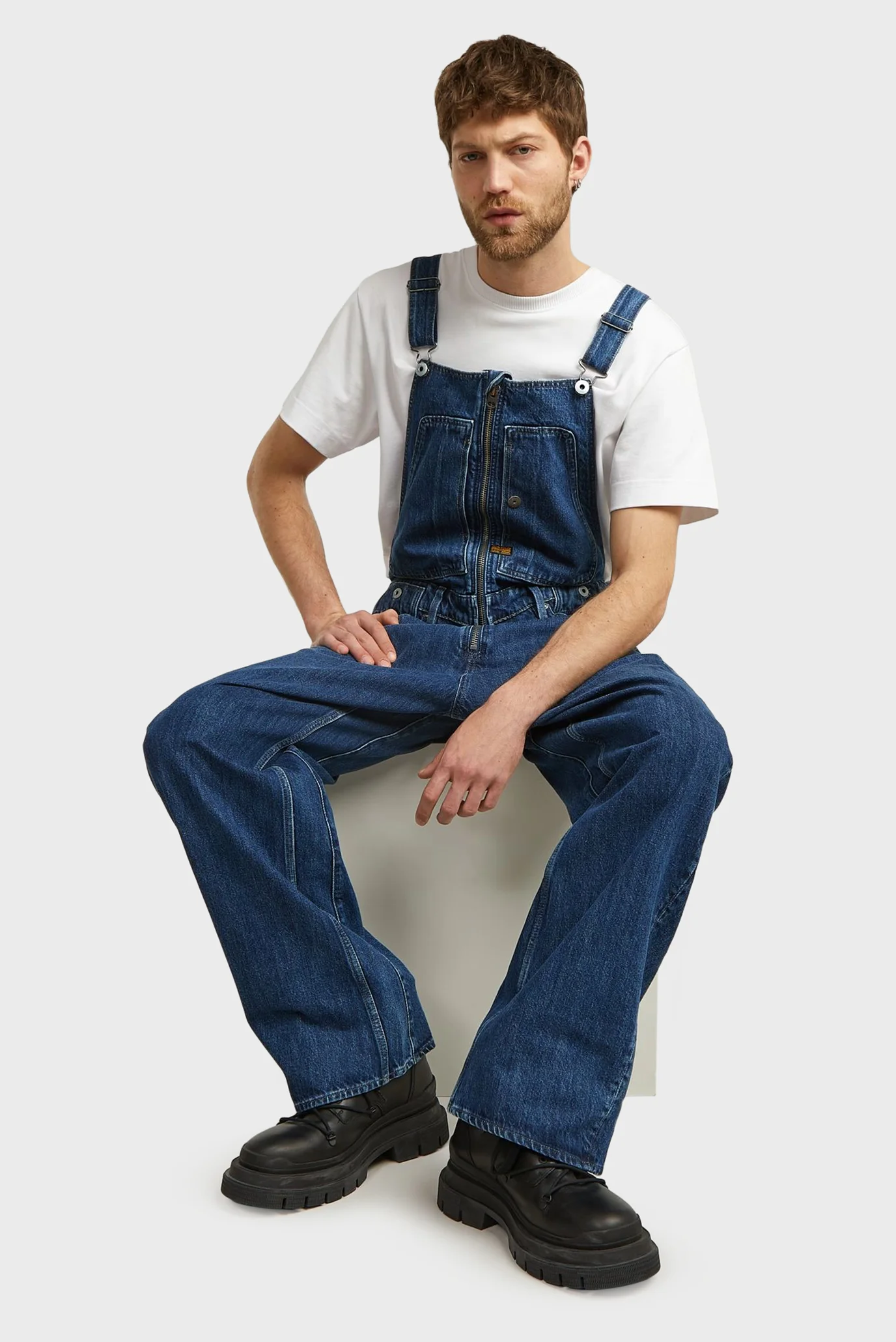 Мужской синий джинсовый комбинезон Denim Dungaree 3D Loose G-Star