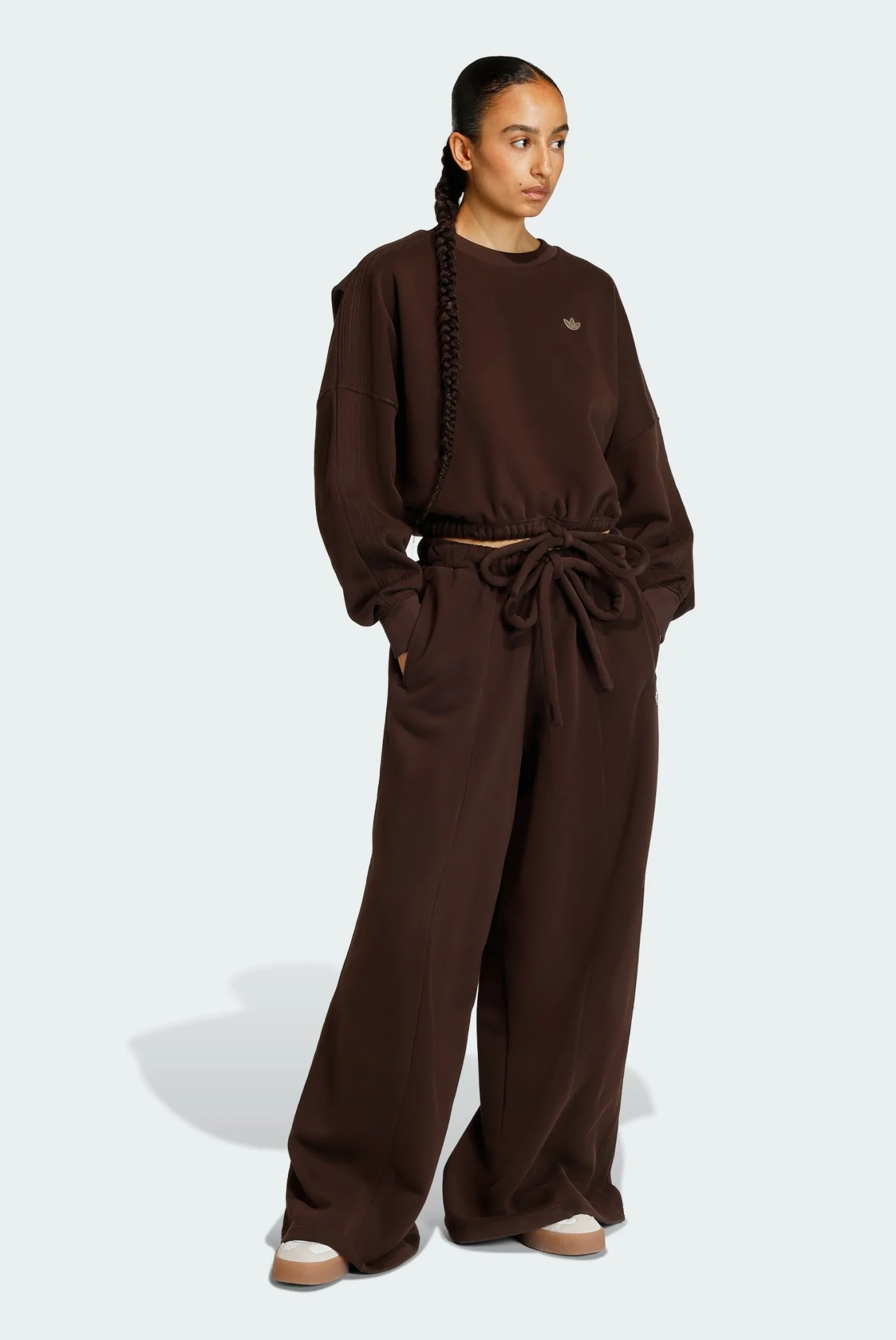 Женские коричневые спортивные брюки Wide adidas KE1079 — MD-Fashion