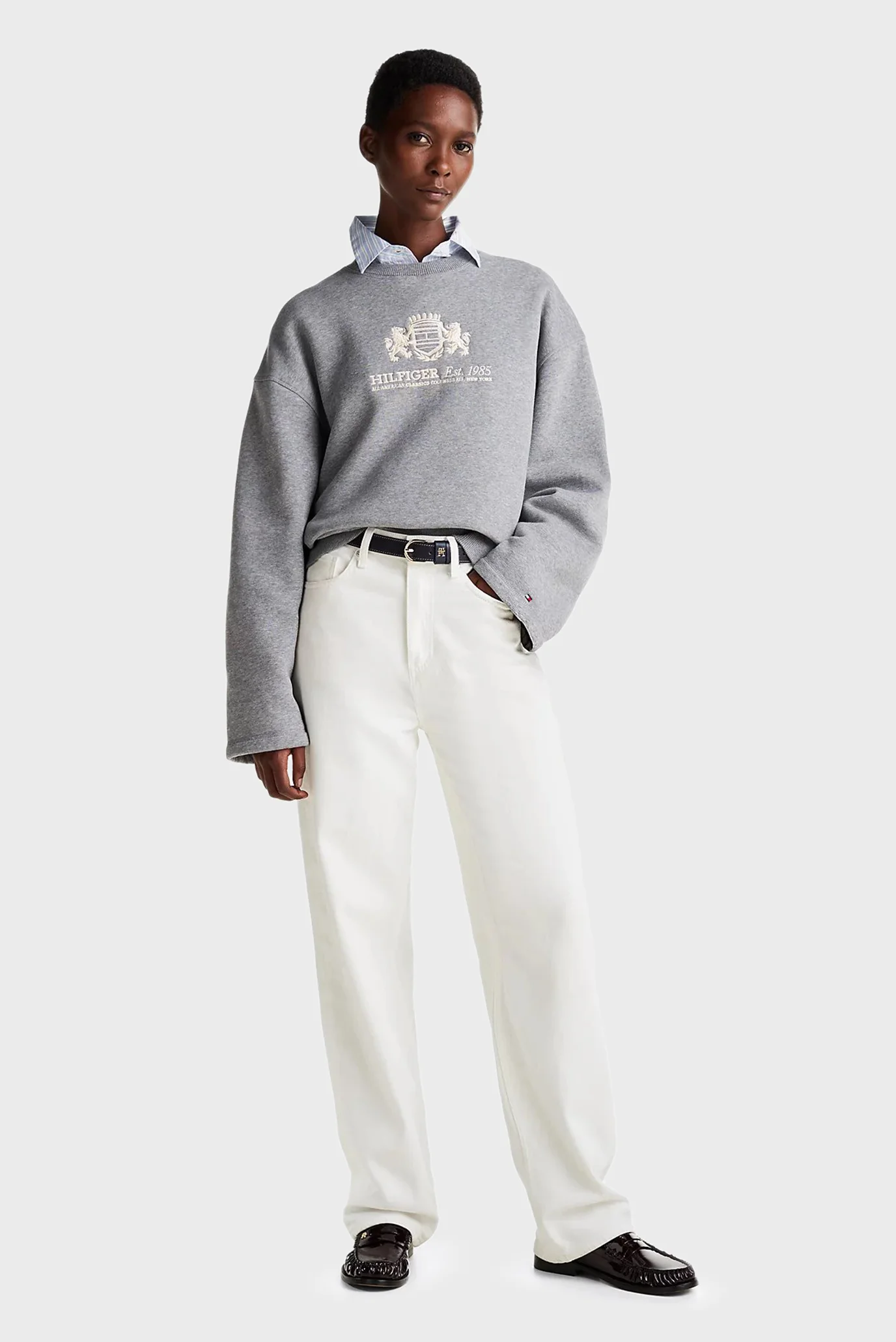Женский серый свитшот REG VARSITY C-NK WIDE SLV Tommy Hilfiger