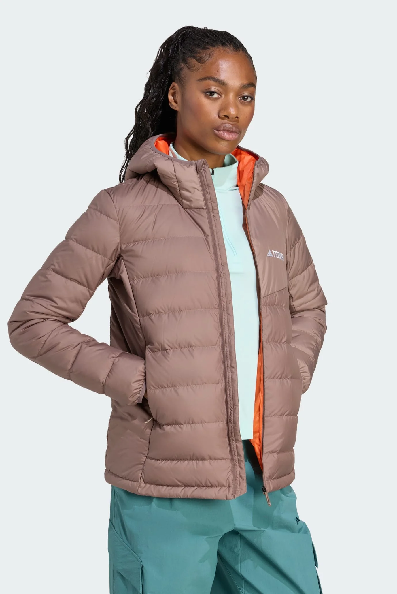 Женский коричневый пуховик Terrex Multi Light Down CLIMAWARM