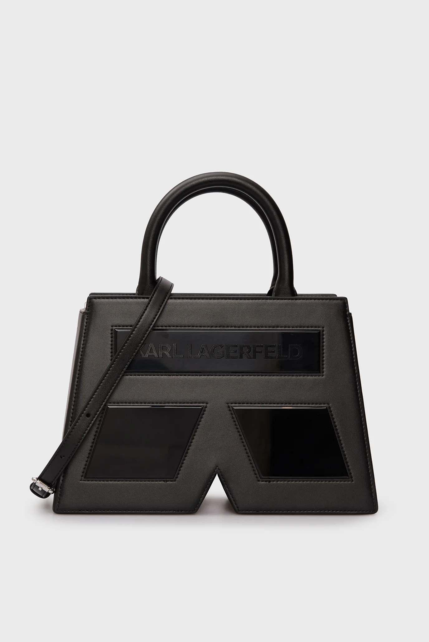 Женская черная сумка IKON K TOP HANDLE LEATHER Karl Lagerfeld