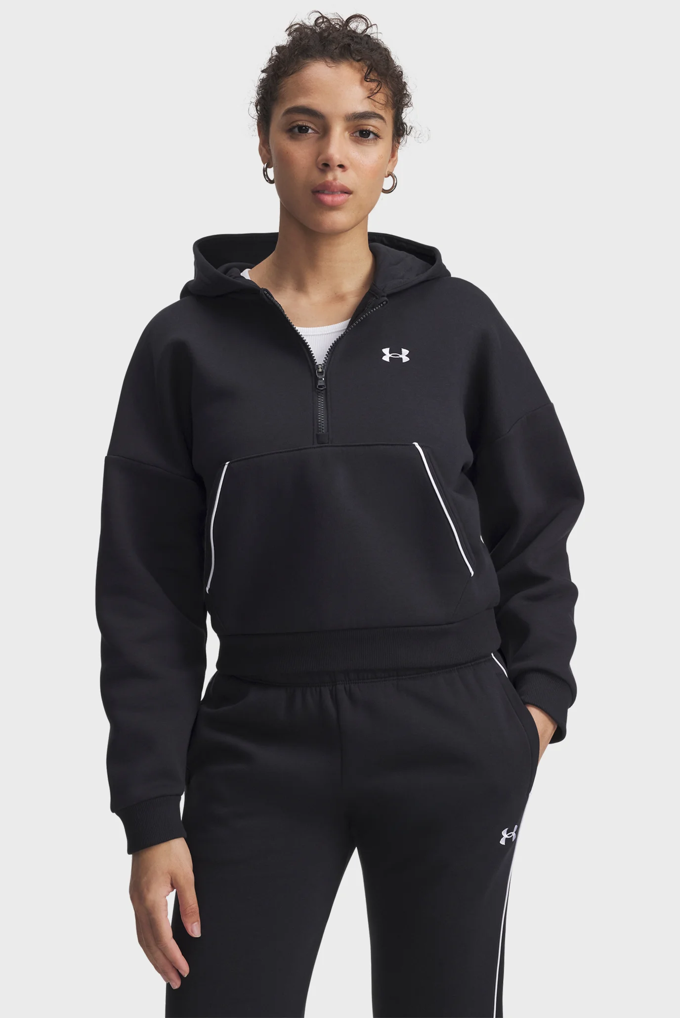 Женское черное худи Rival Flc Piped HZ Hoodie Under Armour 6003707