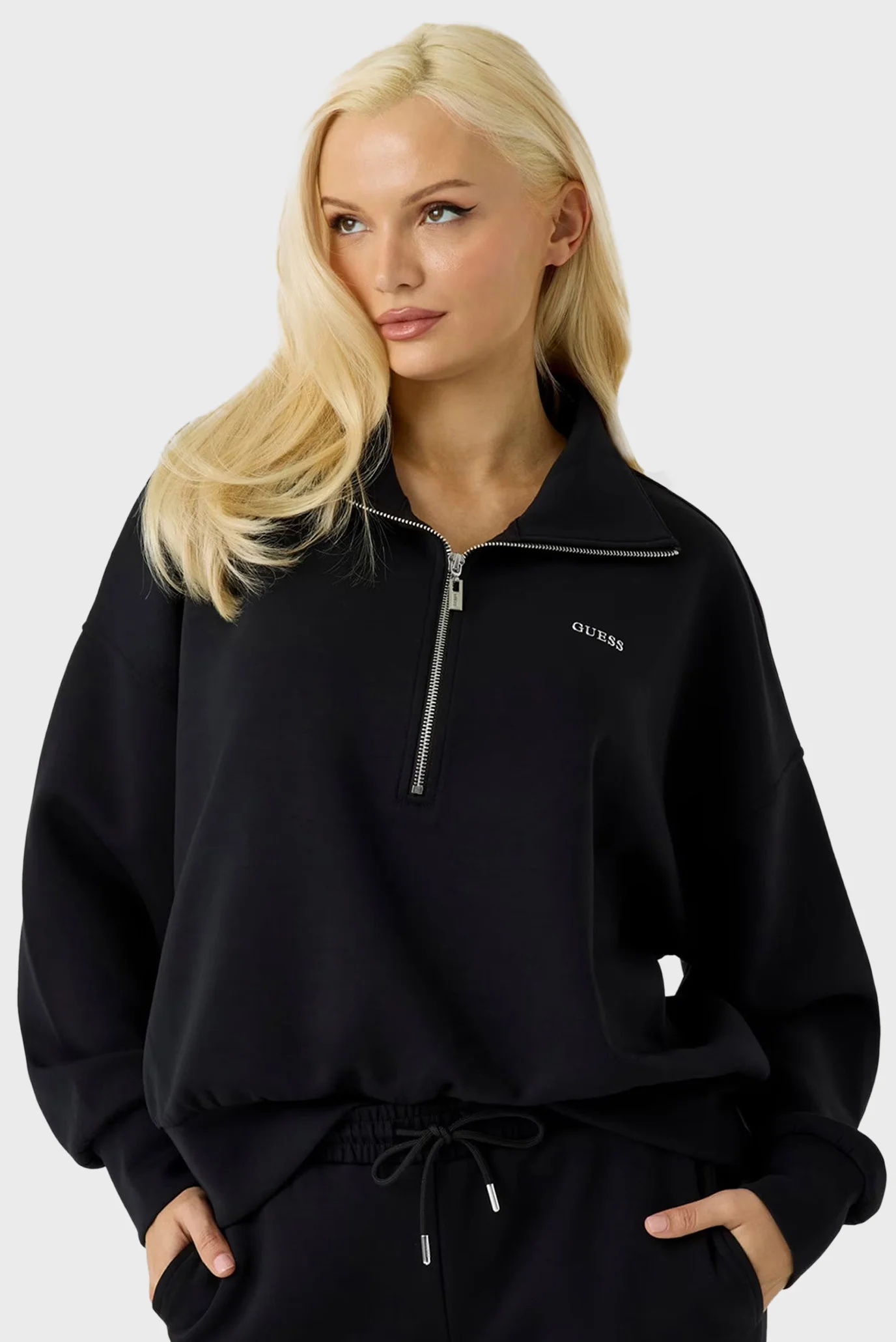 Женская черная спортивная кофта Guess V6YQ25.K4801;JBLK — MD-Fashion