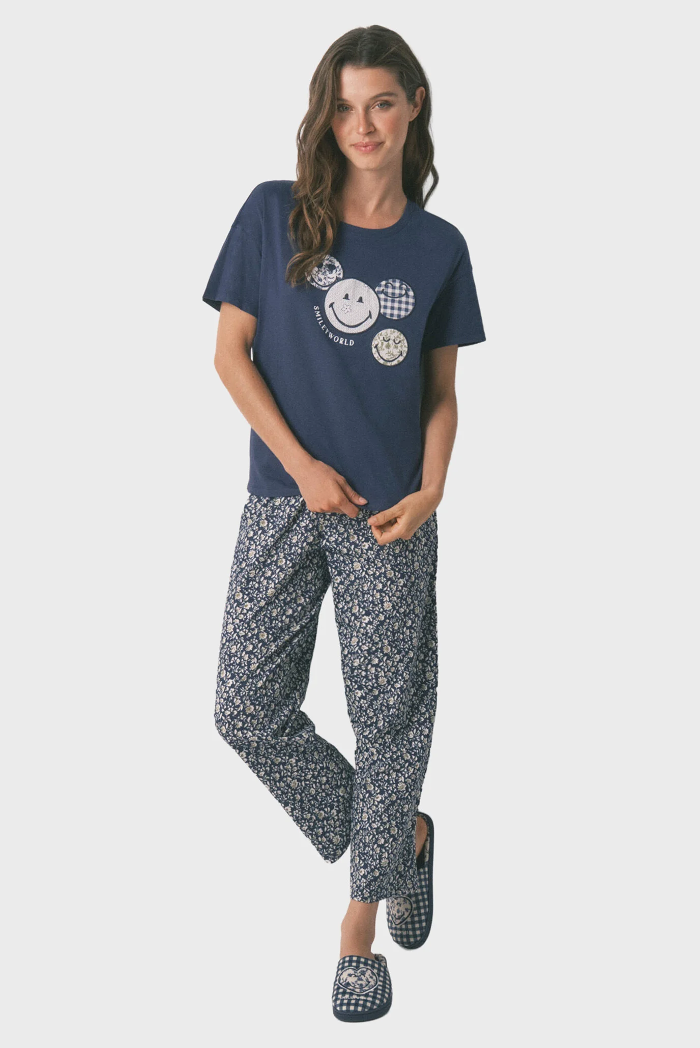 Женская темно-синяя пижама (футболка, брюки) Smiley women'secret