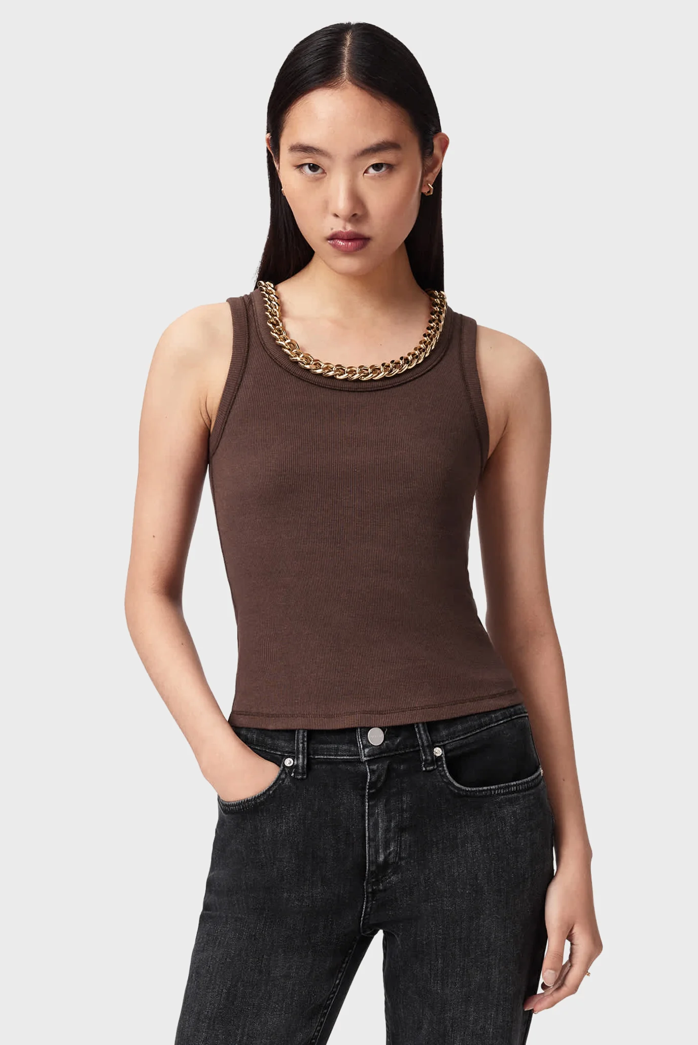 Жіноча коричнева майка LUCY AllSaints W103JE — MD-Fashion