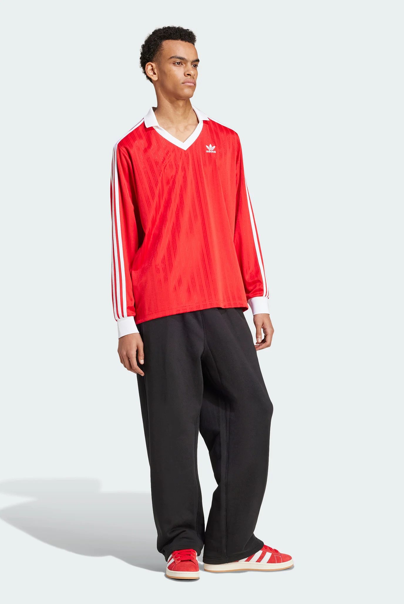 Мужской красный лонгслив Adicolor Piqué Football adidas IX5226