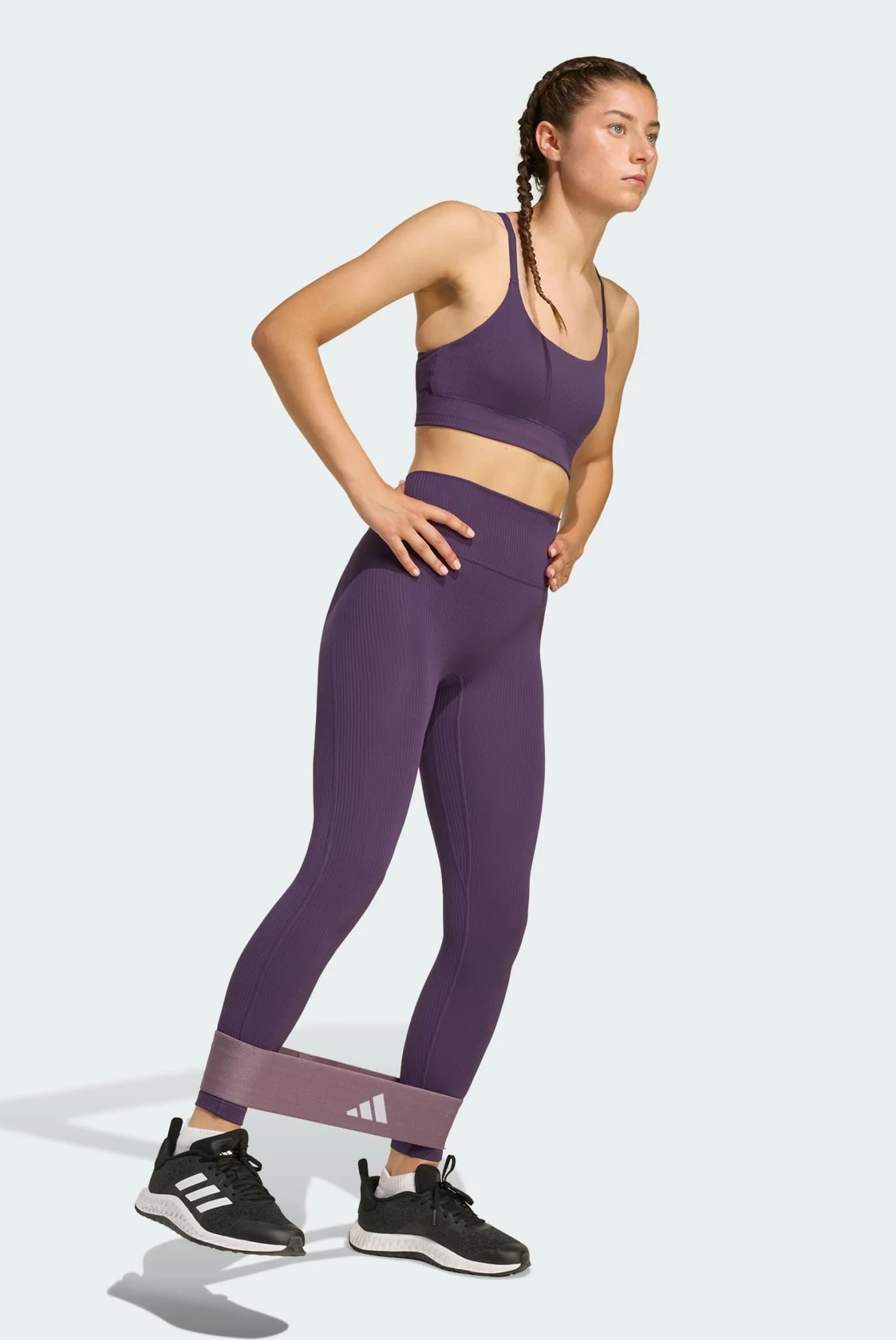 Женский фиолетовый топ adidas All Me Light Support Rib Long Line