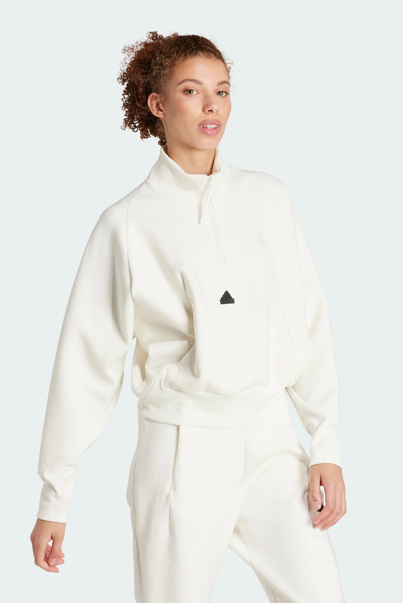 Женская белая спортивная кофта Z.N.E. Quarter-Zip adidas IS3898